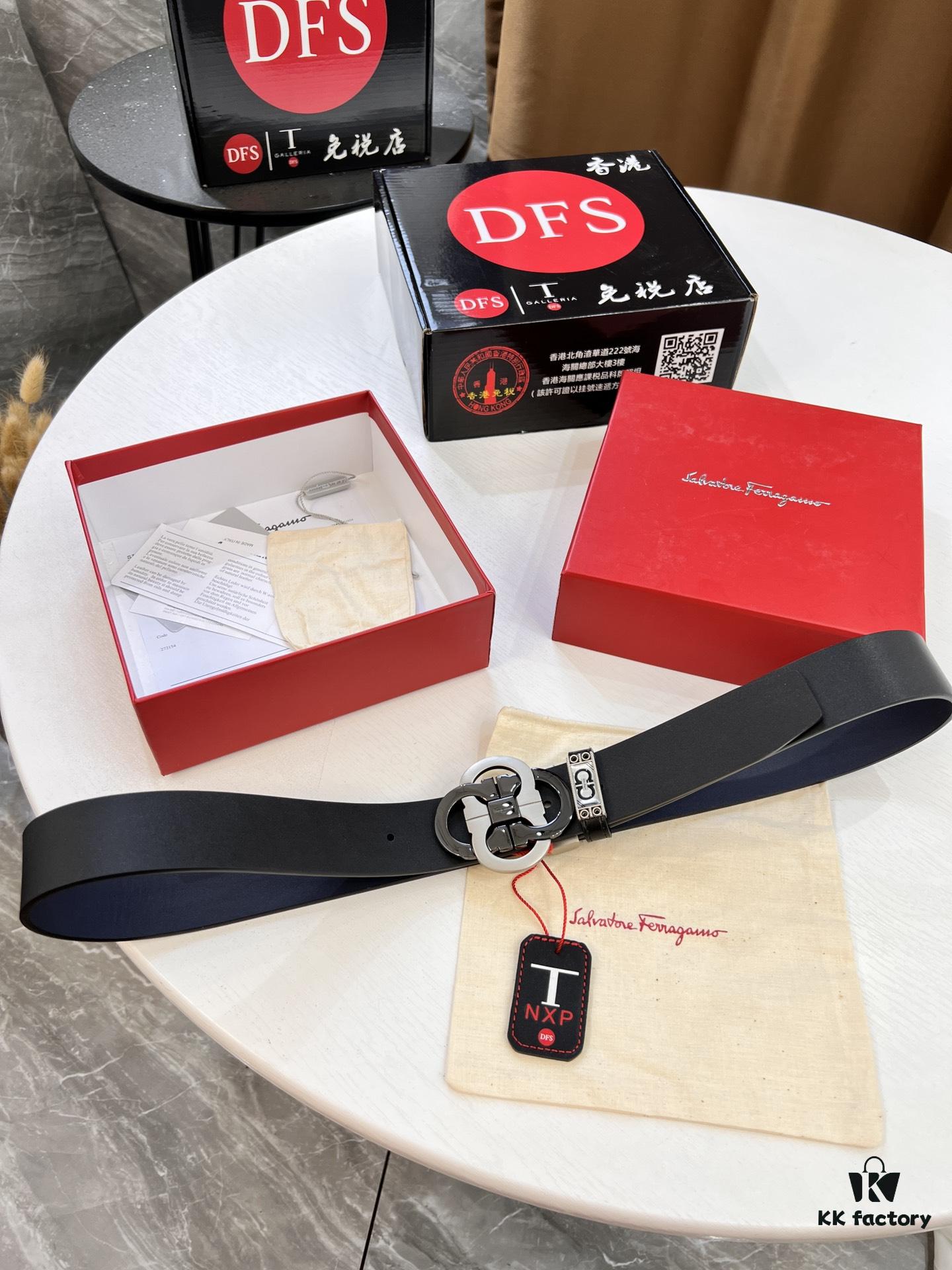 693200183a89a121ed54fccc Shop Owner Recommended Trumpet Trumpet Salvatore Ferragamo Men's Belt, Gift-Ready, Genuine Imported Full-Grain Calfskin with Reversible Design, Customizable Length, 3.5cm Width, Premium Figure-Eight Shaped Stainless Steel Hardware
