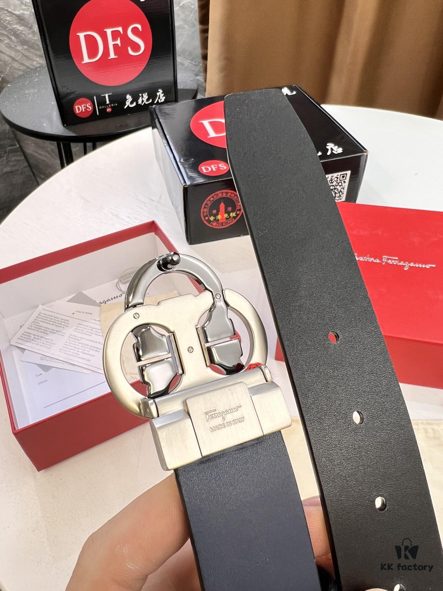 693200183a89a121ed54fccd Shop Owner Recommended Trumpet Trumpet Salvatore Ferragamo Men's Belt, Gift-Ready, Genuine Imported Full-Grain Calfskin with Reversible Design, Customizable Length, 3.5cm Width, Premium Figure-Eight Shaped Stainless Steel Hardware