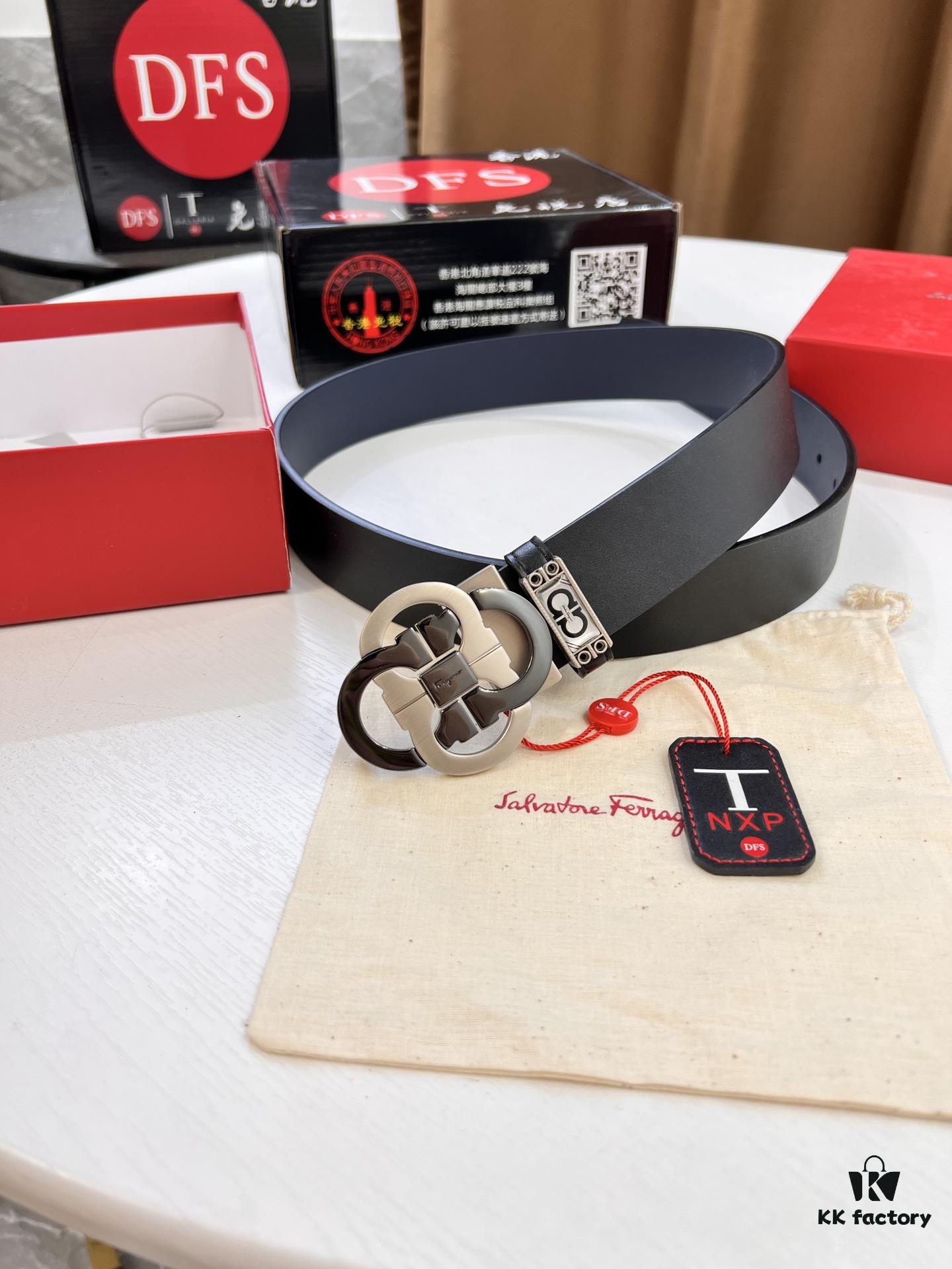 693200183a89a121ed54fccf Shop Owner Recommended Trumpet Trumpet Salvatore Ferragamo Men's Belt, Gift-Ready, Genuine Imported Full-Grain Calfskin with Reversible Design, Customizable Length, 3.5cm Width, Premium Figure-Eight Shaped Stainless Steel Hardware