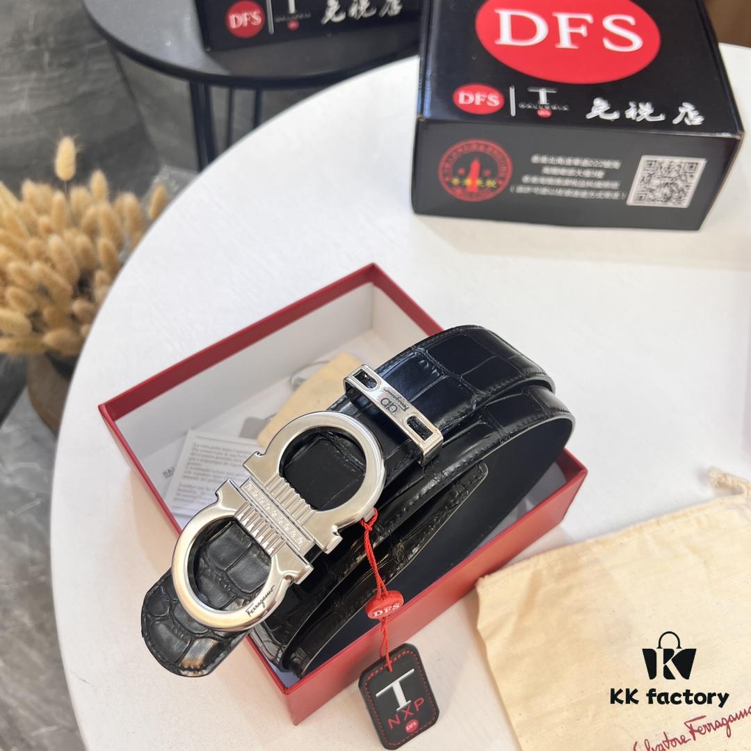 693200183a89a121ed54fcd5 Top-tier Filoflex Genuine Crocodile Pattern Full-Grain Leather Belt, 3.8cm Width, Adjustable Length, Original 8-Shaped Metal Buckle, German Manufactured, with NXP Chip, Hong Kong Duty-Free Gift Box
