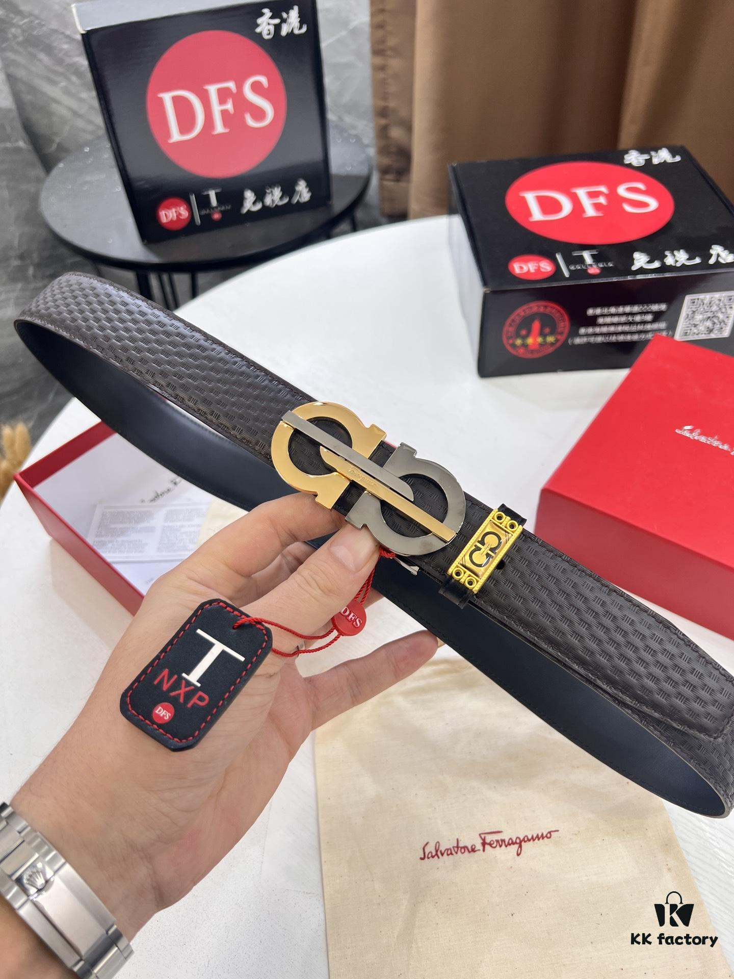 693200193a89a121ed54fcd8 Salvatore Ferragamo Men's Belt, Genuine Full-Grain Calfskin, Reversible Design, 3.5cm Width, New Minimalist Steel Hardware, Adjustable Length