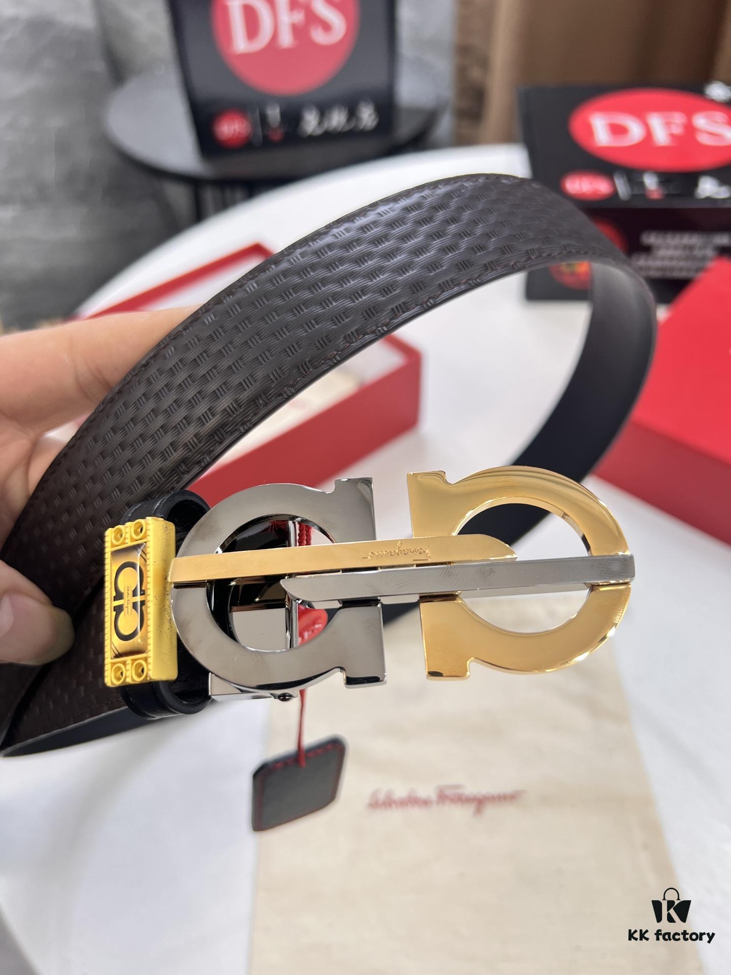 693200193a89a121ed54fcda Salvatore Ferragamo Men's Belt, Genuine Full-Grain Calfskin, Reversible Design, 3.5cm Width, New Minimalist Steel Hardware, Adjustable Length