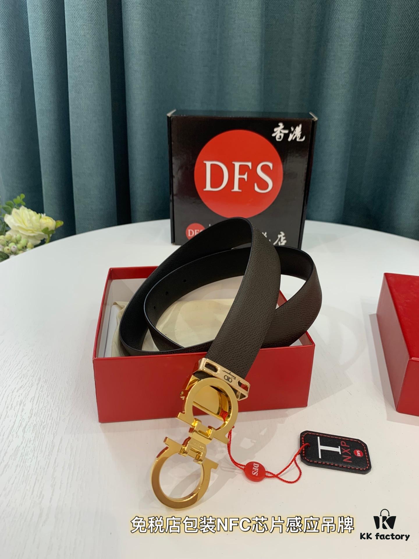 Top-Tier Salvatore Ferragamo Belt, Hong Kong Duty-Free Gift Box, Authenticity Verified by QR Code, New '8' Shape Genuine Hardware