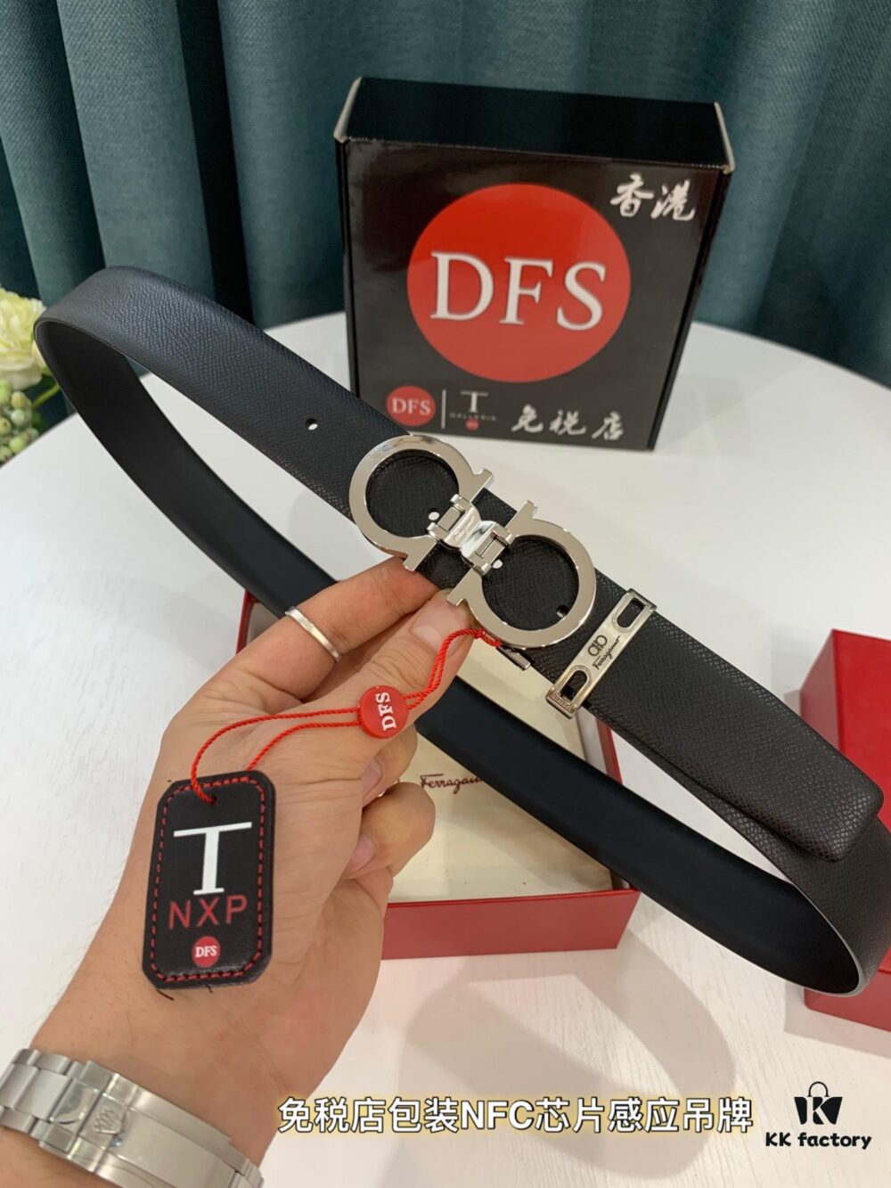 Top-Grade Genuine Leather Belt, Hong Kong Duty-Free T Gift Box, Anti-Counterfeit QR Code Authentication, New 8-Shaped Authentic Hardware, Double-Sided Use, Imported Full-Grain Cowhide, FilArgento Belt