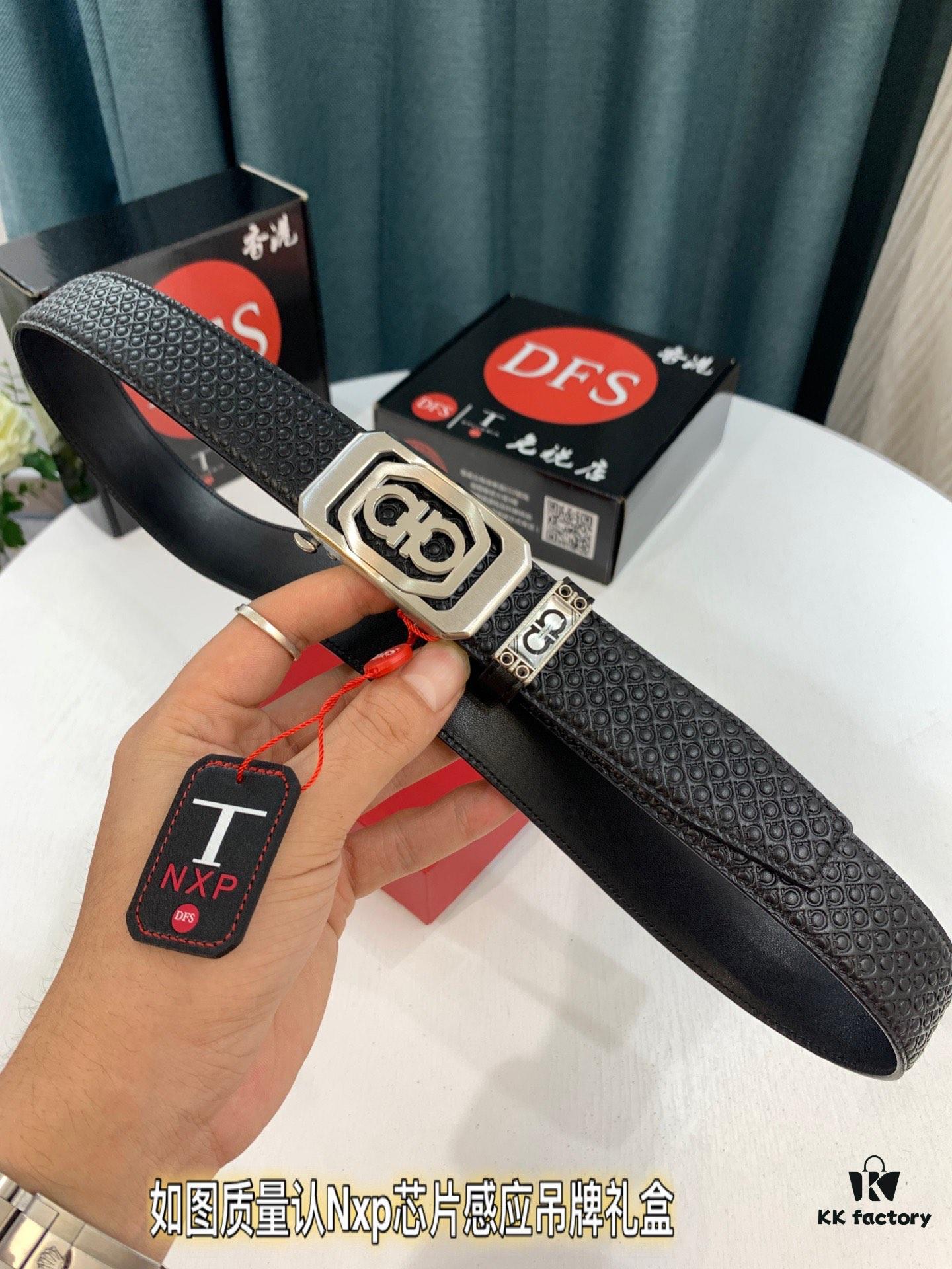 6932001c3a89a121ed54fd02 Arrival 🎺🎺 Authentic Photo, Ferragamo Automatic Men's Leather Belt, ZP Molded 8-Shaped Beveled Pattern with Stainless Steel Hardware, Business Belt, Imported Top-Grade First-Layer Calfskin with Ferragamo '8' Pattern Buckle, Self-Adjusting Prong, 3.5 cm Width