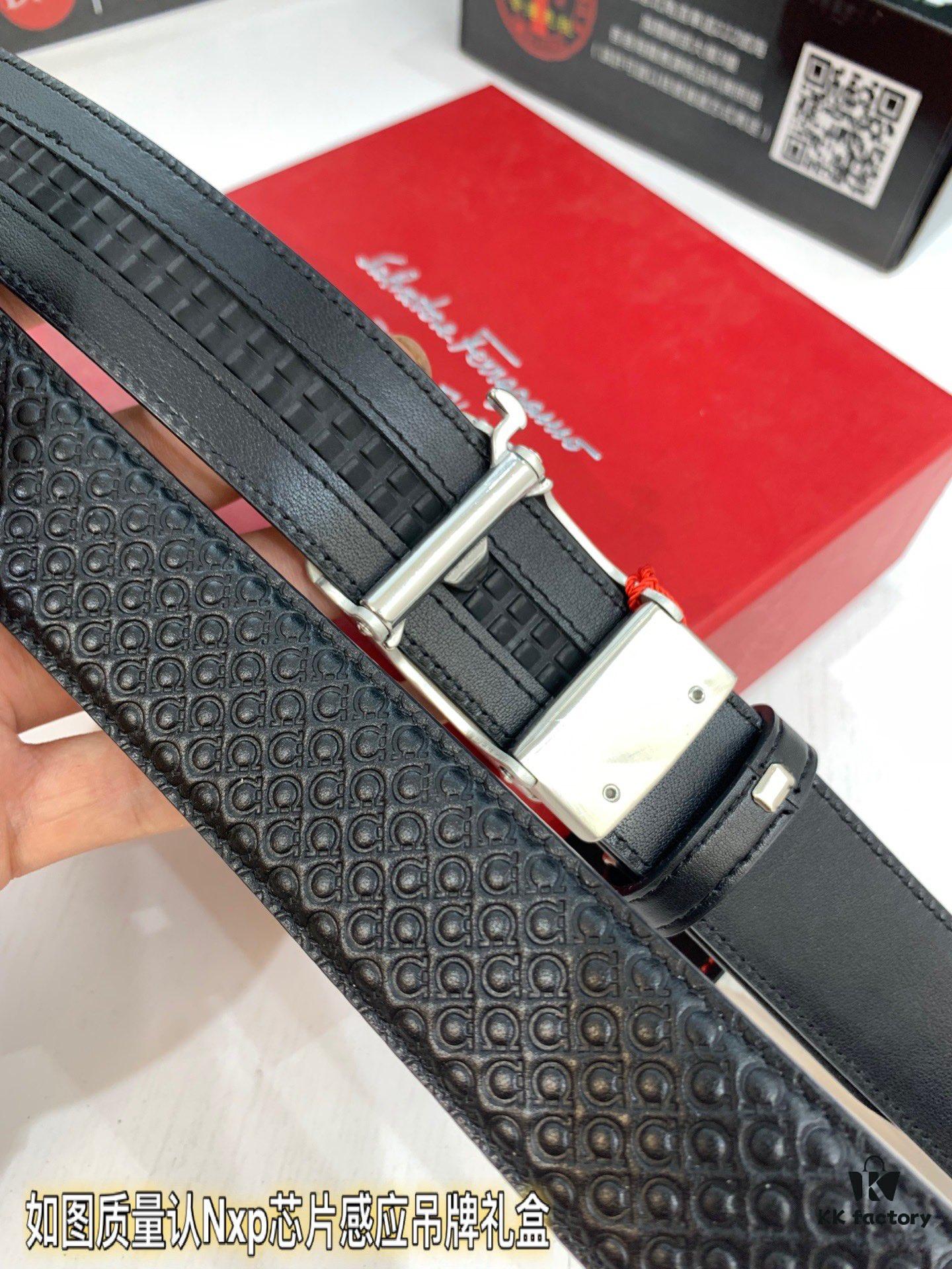 6932001c3a89a121ed54fd03 Arrival 🎺🎺 Authentic Photo, Ferragamo Automatic Men's Leather Belt, ZP Molded 8-Shaped Beveled Pattern with Stainless Steel Hardware, Business Belt, Imported Top-Grade First-Layer Calfskin with Ferragamo '8' Pattern Buckle, Self-Adjusting Prong, 3.5 cm Width