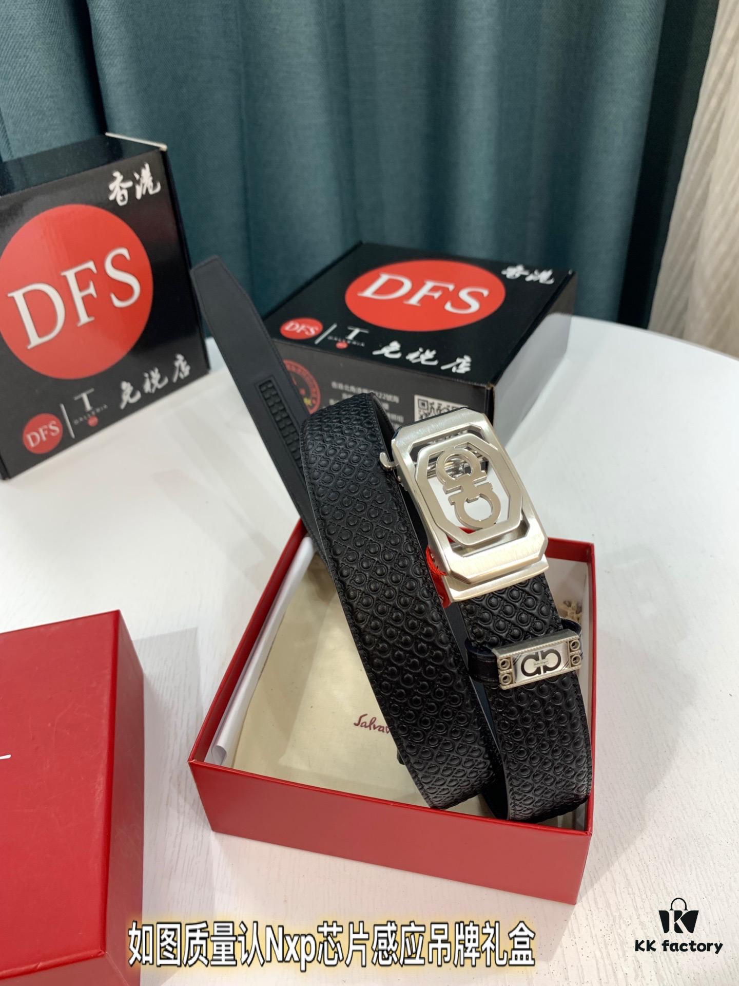 6932001c3a89a121ed54fd05 Arrival 🎺🎺 Authentic Photo, Ferragamo Automatic Men's Leather Belt, ZP Molded 8-Shaped Beveled Pattern with Stainless Steel Hardware, Business Belt, Imported Top-Grade First-Layer Calfskin with Ferragamo '8' Pattern Buckle, Self-Adjusting Prong, 3.5 cm Width