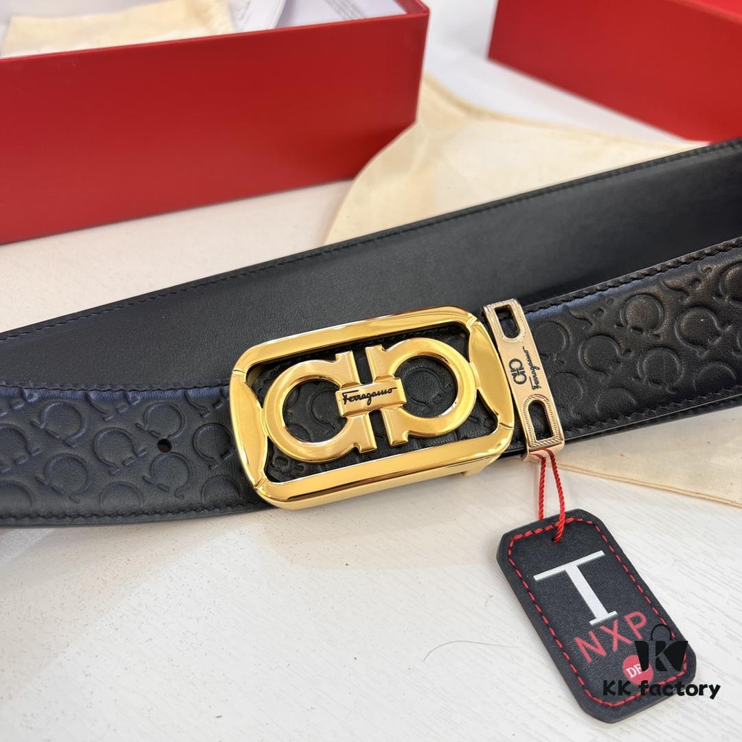 6932001e3a89a121ed54fd1f Top-tier Salvatore Ferragamo Men's Genuine Leather Belt, 8-Shape Authentic Hardware, Hong Kong Duty-Free Gift Box, NFC Chip Enabled, Import Cowhide with Wax Thread Stitching