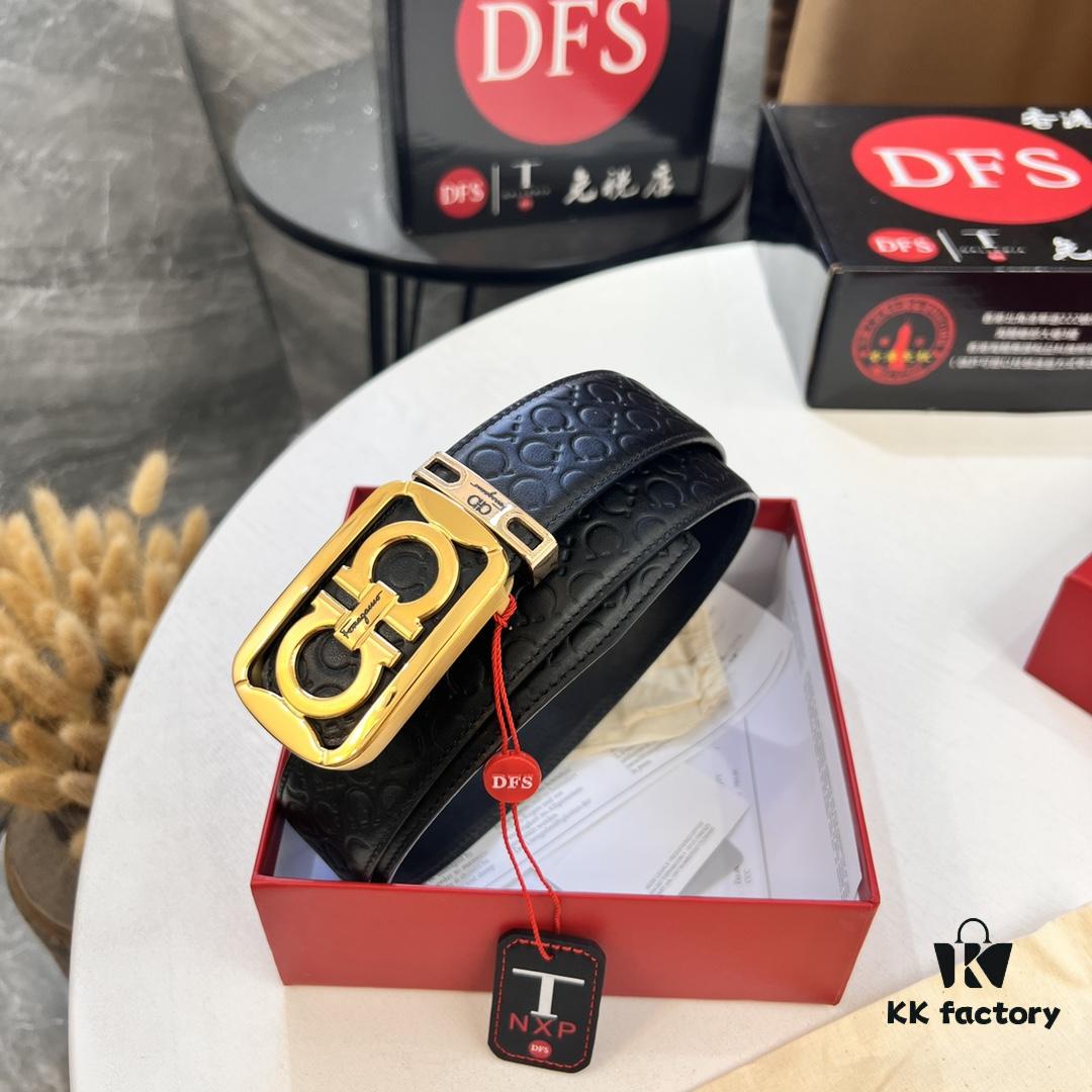 6932001e3a89a121ed54fd23 Top-tier Salvatore Ferragamo Men's Genuine Leather Belt, 8-Shape Authentic Hardware, Hong Kong Duty-Free Gift Box, NFC Chip Enabled, Import Cowhide with Wax Thread Stitching