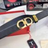 6932001f3a89a121ed54fd2d Salvatore Ferragamo Men's Belt, Genuine Top-Layer Calfskin with Embossed Stripe Pattern, Double-Sided Wear, 3.5cm Width, H-Frame Buckle with Stainless Steel Hardware