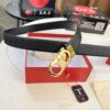 693200203a89a121ed54fd31 Salvatore Ferragamo Men's Belt, Genuine Top-Layer Calfskin with Embossed Stripe Pattern, Double-Sided Wear, 3.5cm Width, H-Frame Buckle with Stainless Steel Hardware