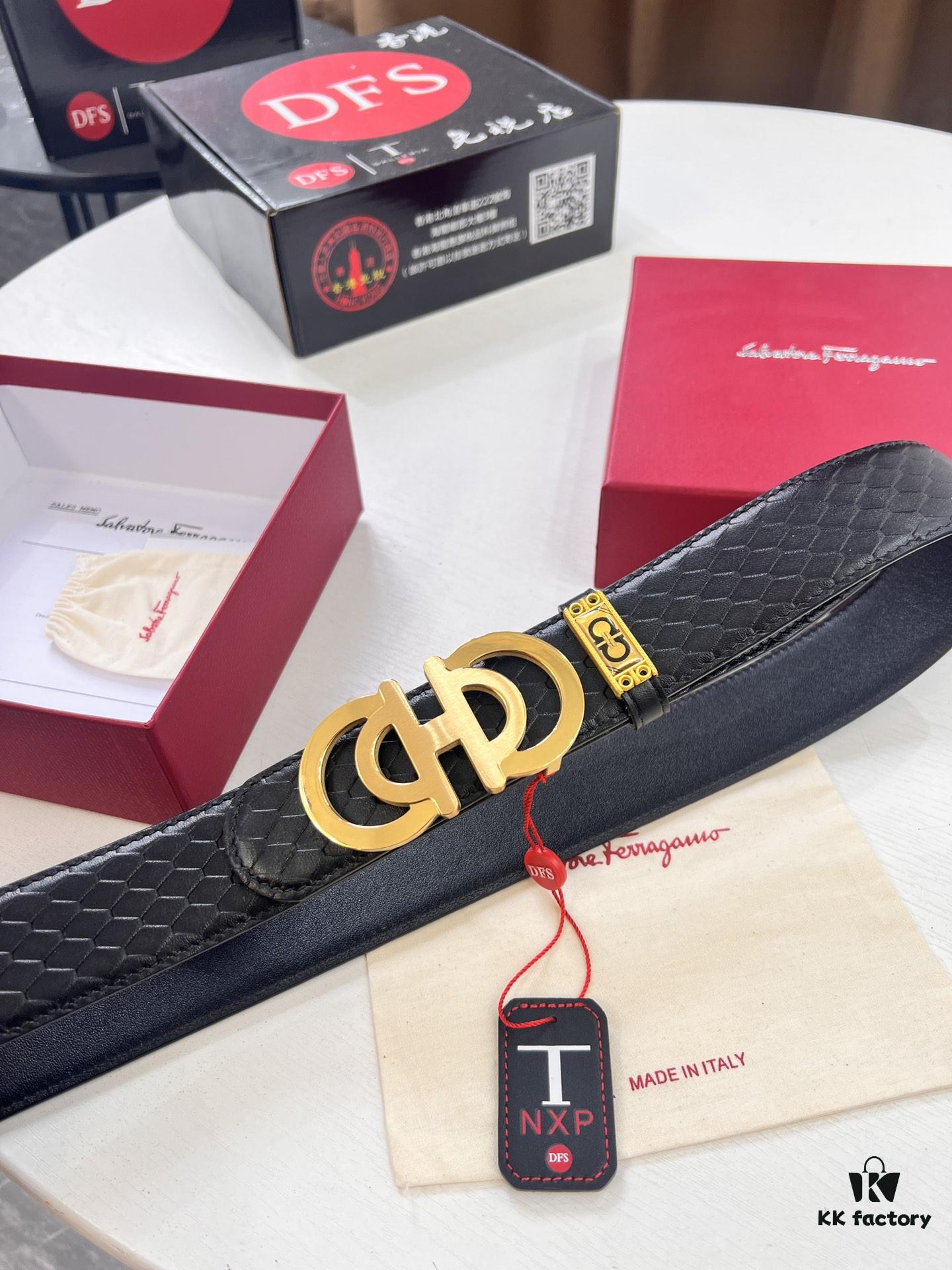 693200203a89a121ed54fd3d Top-tier Salvatore Ferragamo Belt, Hong Kong Duty-Free Gift Box, Original 8-Shaped Hardware, Genuine Leather with NXP Chip