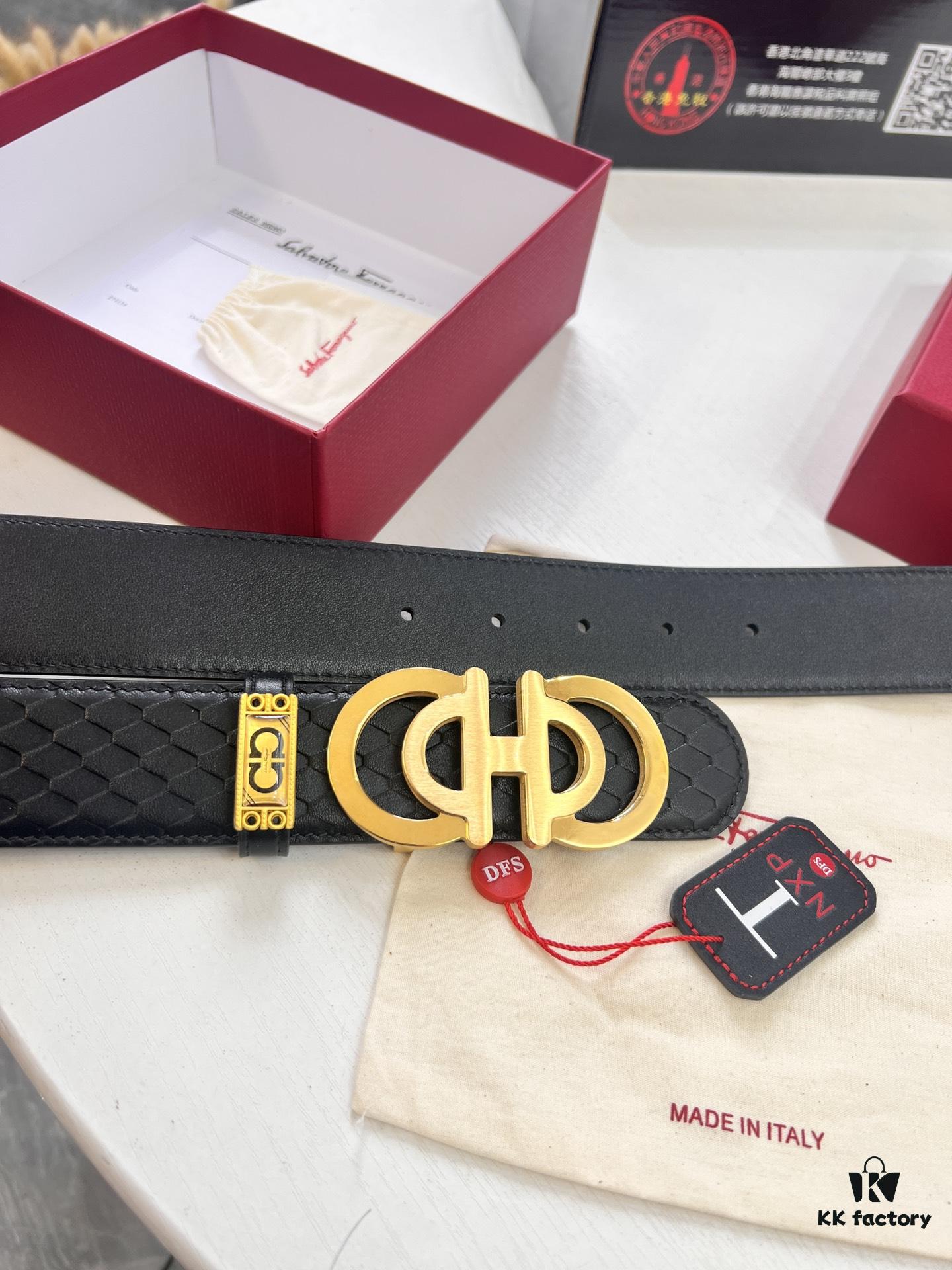 693200213a89a121ed54fd3e Top-tier Salvatore Ferragamo Belt, Hong Kong Duty-Free Gift Box, Original 8-Shaped Hardware, Genuine Leather with NXP Chip