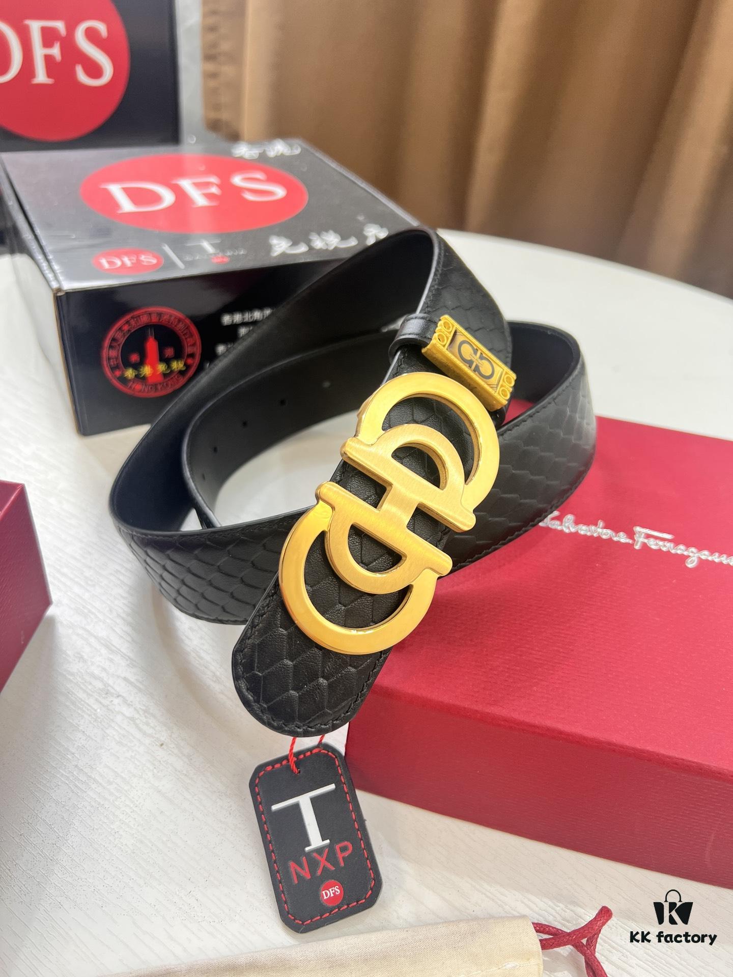 693200213a89a121ed54fd40 Top-tier Salvatore Ferragamo Belt, Hong Kong Duty-Free Gift Box, Original 8-Shaped Hardware, Genuine Leather with NXP Chip