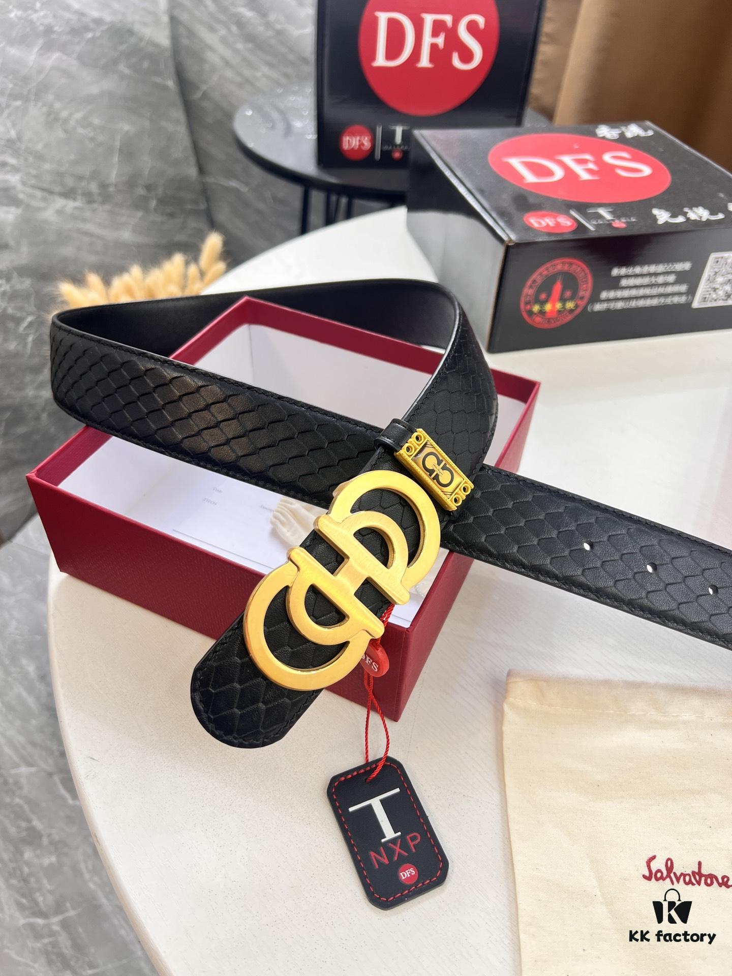 693200213a89a121ed54fd41 Top-tier Salvatore Ferragamo Belt, Hong Kong Duty-Free Gift Box, Original 8-Shaped Hardware, Genuine Leather with NXP Chip