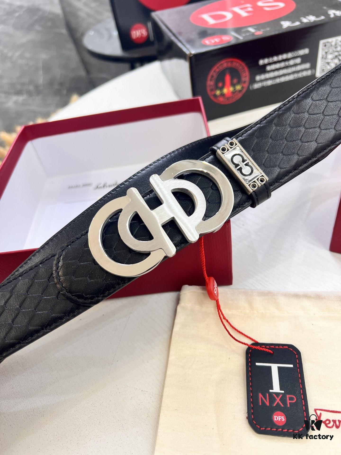 693200213a89a121ed54fd44 Top-tier Salvatore Ferragamo Men's Belt, Original 8-Shaped Hardware, Genuine Python-Grain Full-Grain Cowhide Leather, German-Made Craftsmanship, NFC Chip (NXP), Adjustable Length, Hong Kong Duty-Free Gift Box, Anti-Counterfeit QR Authentication