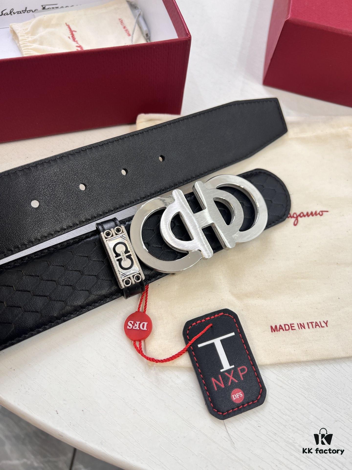 693200213a89a121ed54fd45 Top-tier Salvatore Ferragamo Men's Belt, Original 8-Shaped Hardware, Genuine Python-Grain Full-Grain Cowhide Leather, German-Made Craftsmanship, NFC Chip (NXP), Adjustable Length, Hong Kong Duty-Free Gift Box, Anti-Counterfeit QR Authentication
