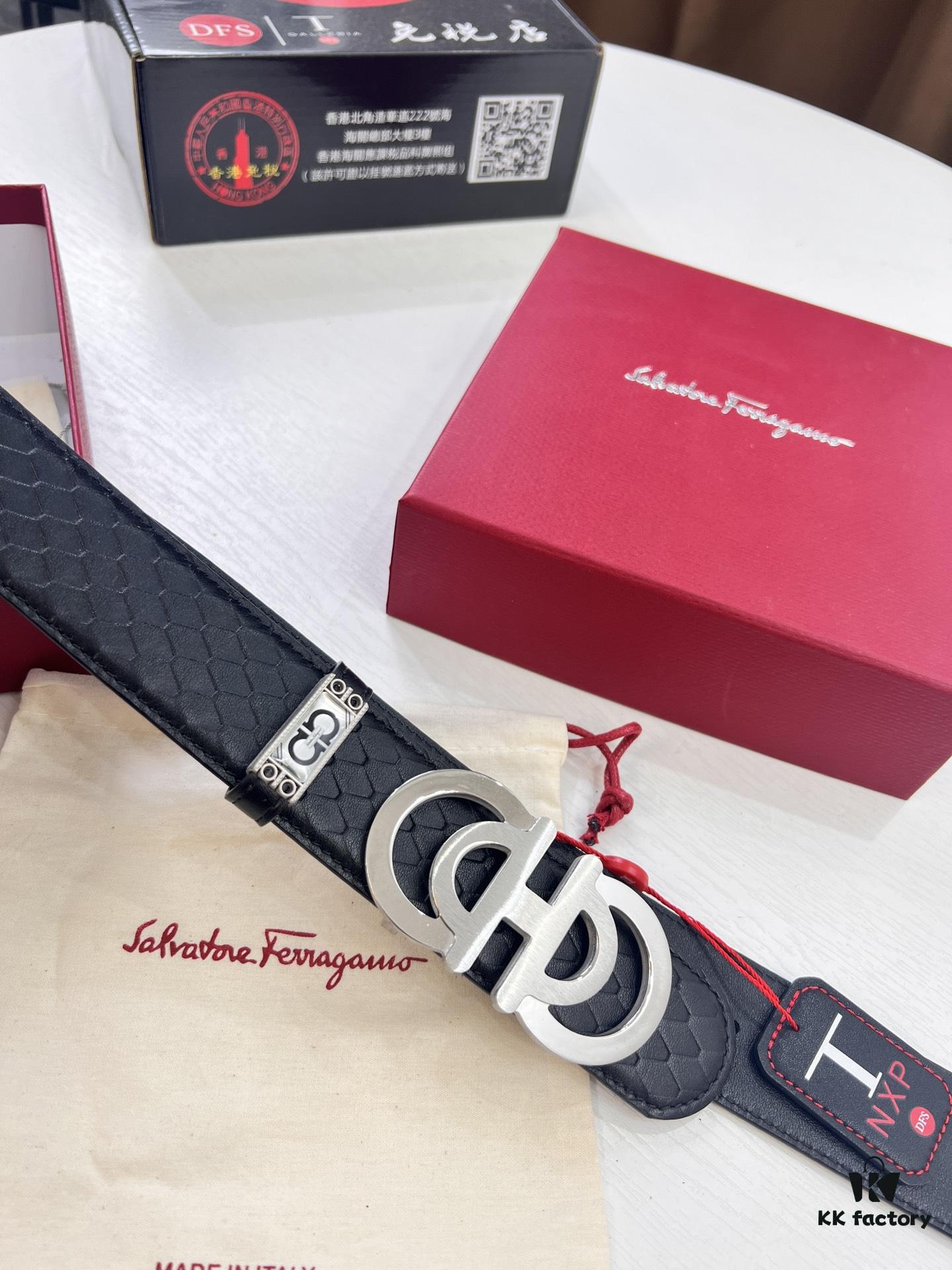 693200213a89a121ed54fd47 Top-tier Salvatore Ferragamo Men's Belt, Original 8-Shaped Hardware, Genuine Python-Grain Full-Grain Cowhide Leather, German-Made Craftsmanship, NFC Chip (NXP), Adjustable Length, Hong Kong Duty-Free Gift Box, Anti-Counterfeit QR Authentication