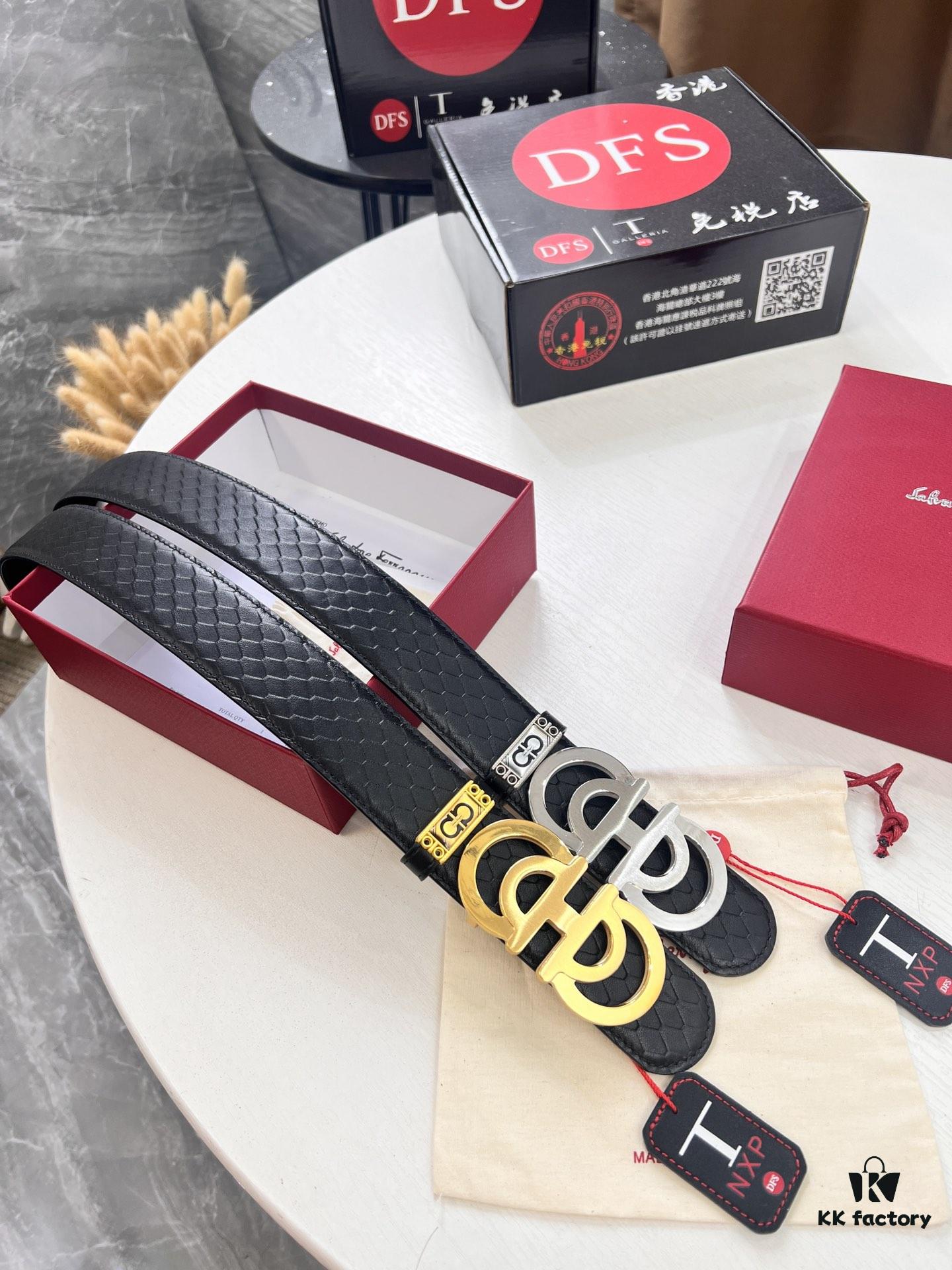 693200213a89a121ed54fd49 Top-tier Salvatore Ferragamo Men's Belt, Original 8-Shaped Hardware, Genuine Python-Grain Full-Grain Cowhide Leather, German-Made Craftsmanship, NFC Chip (NXP), Adjustable Length, Hong Kong Duty-Free Gift Box, Anti-Counterfeit QR Authentication