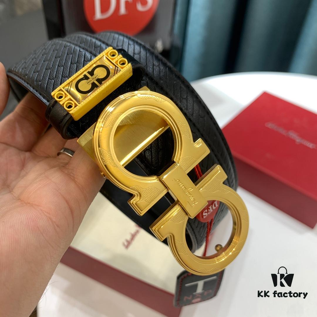 693200223a89a121ed54fd4e Top-Tier Salvatore Ferragamo Belt, Hong Kong Duty-Free Gift Box, Authenticity Verified by QR Code, New '8' Shaped Genuine Hardware, Double-Sided Premium Cowhide Leather