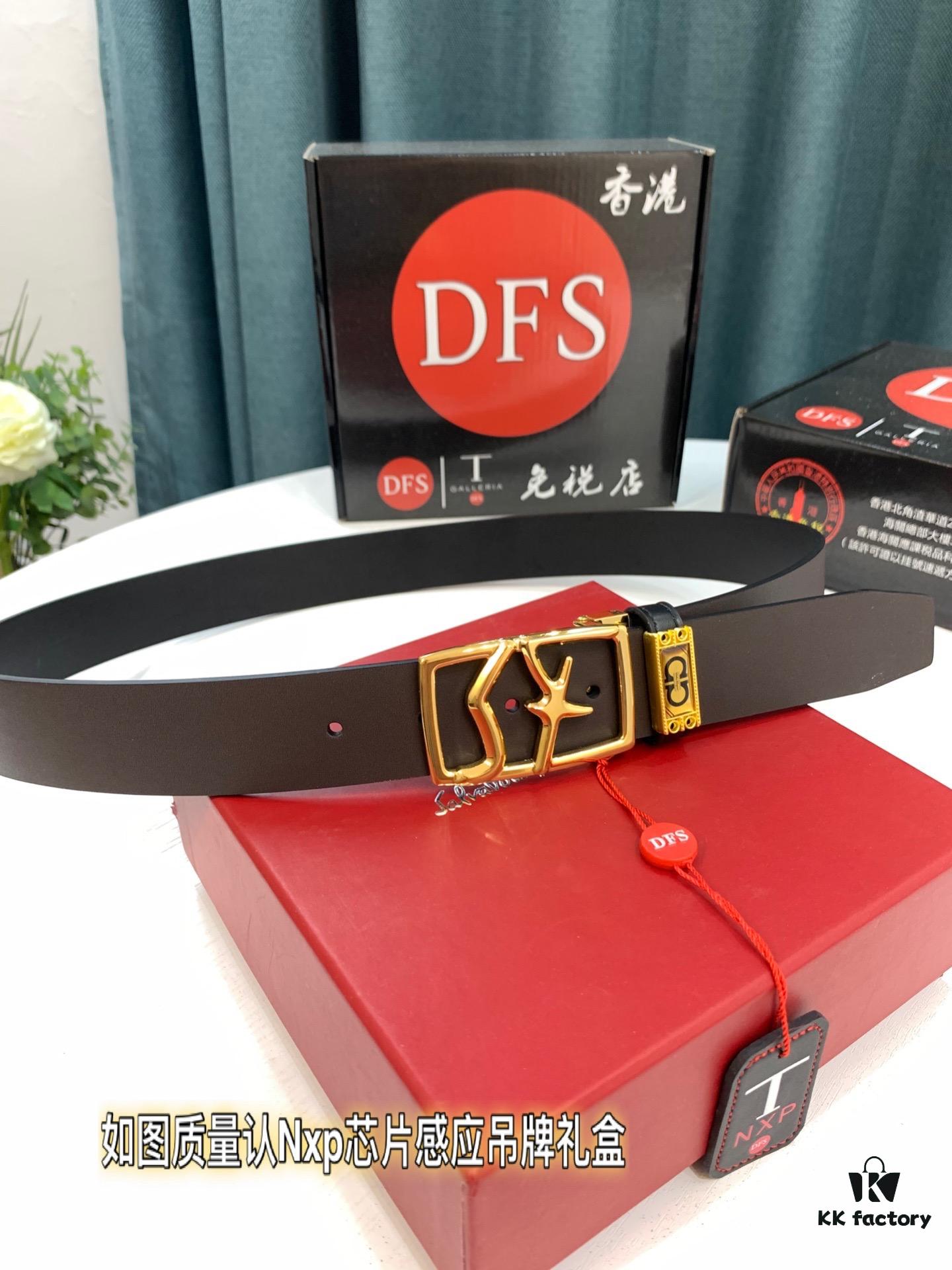 693200243a89a121ed54fd67 Shop Owner Recommended Trumpet Trumpet Salvatore Ferragamo Men's Belt, Genuine Leather Double-Sided Use, 3.5cm Width, Original Imported Full-Grain Calfskin with Figure-8 Stainless Steel Hardware