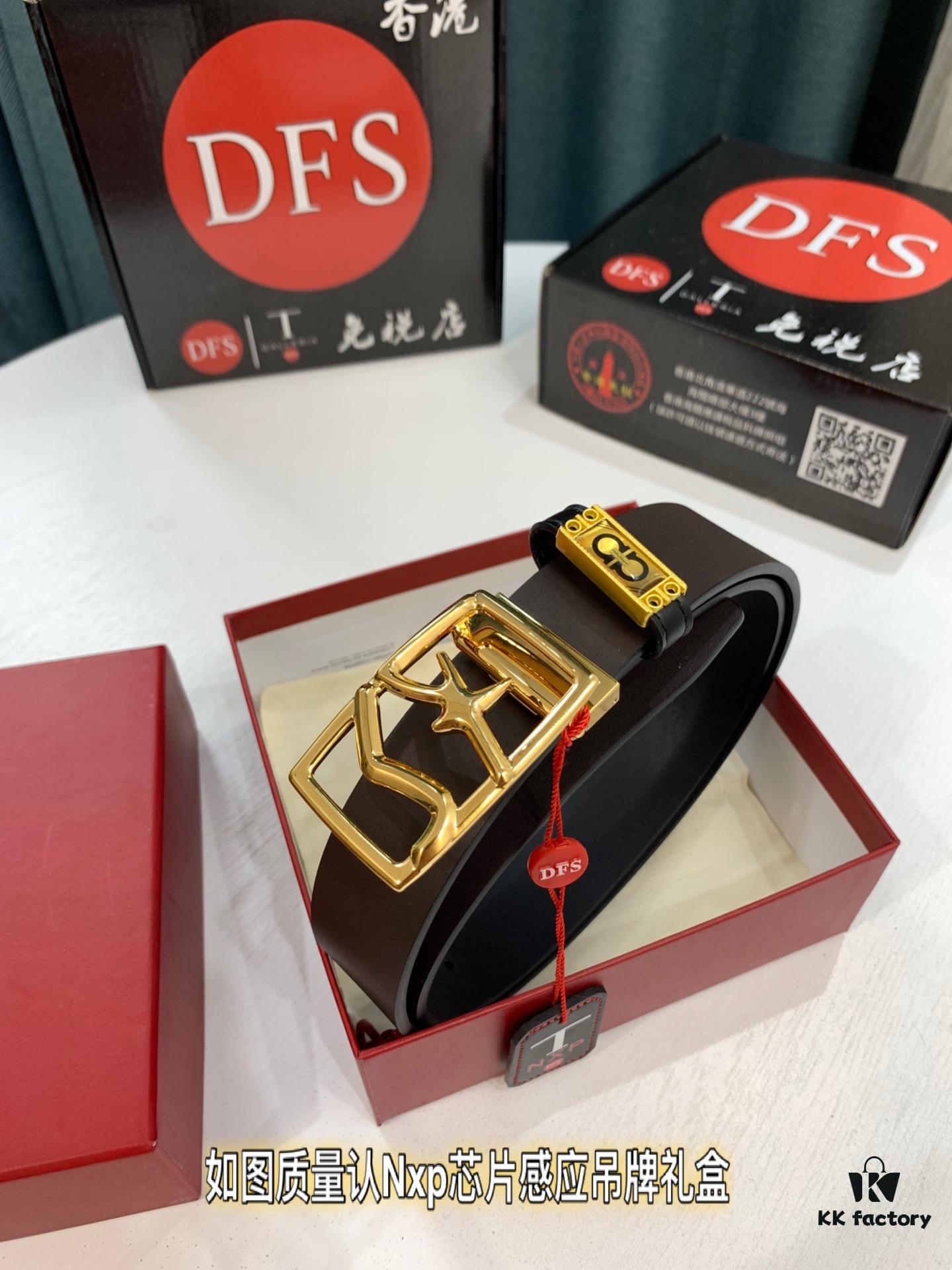 693200243a89a121ed54fd6a Shop Owner Recommended Trumpet Trumpet Salvatore Ferragamo Men's Belt, Genuine Leather Double-Sided Use, 3.5cm Width, Original Imported Full-Grain Calfskin with Figure-8 Stainless Steel Hardware