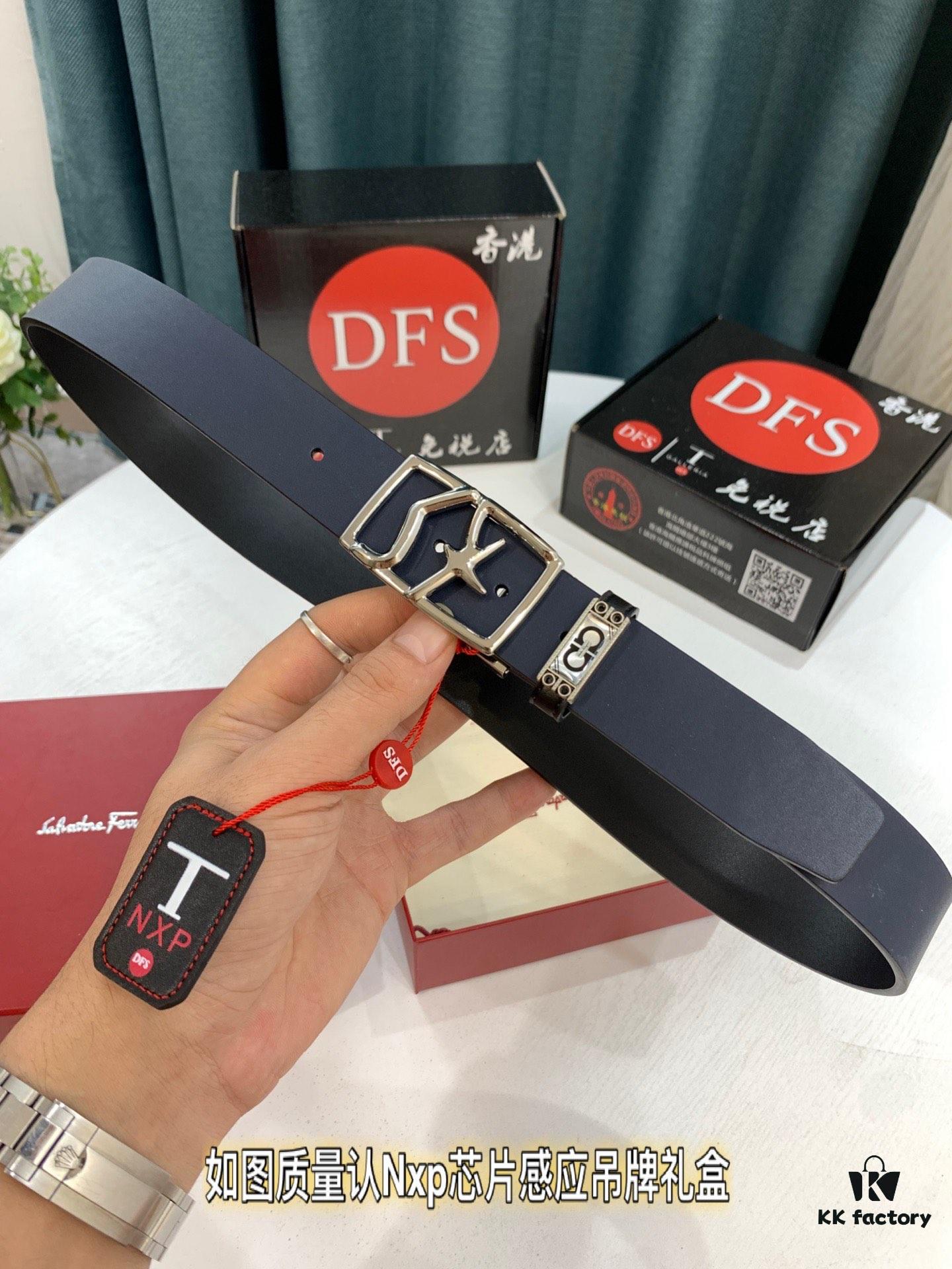 693200243a89a121ed54fd6c Shop Owner Recommended Trumpet Trumpet Salvatore Ferragamo Men's Belt, Genuine Leather Double-Sided Wear, 3.5cm Width, Precision Steel Hardware, Customizable Length