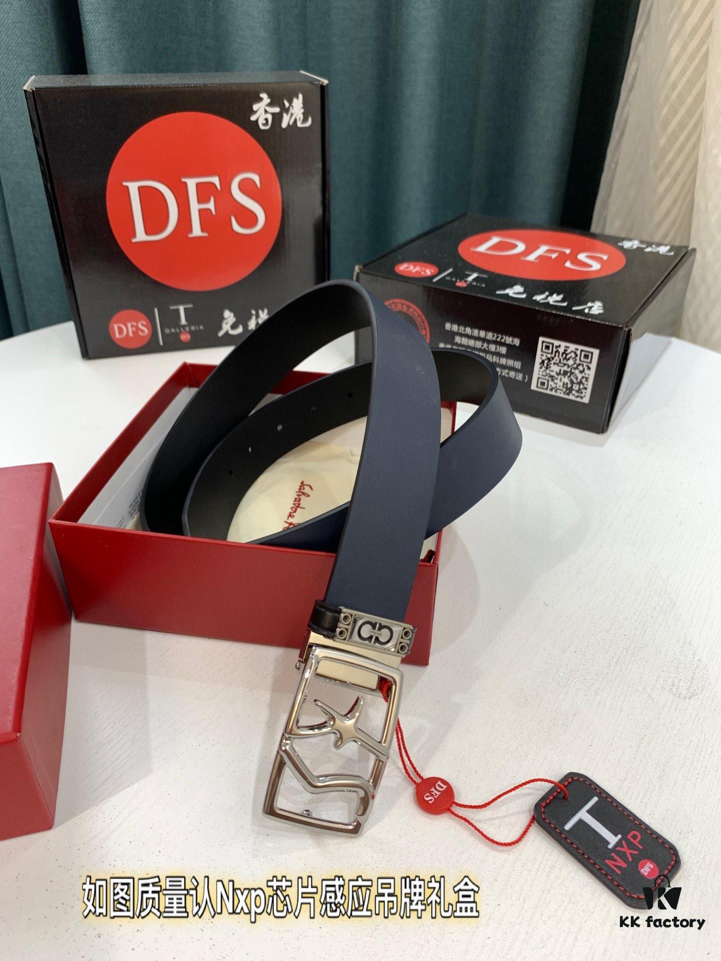 693200253a89a121ed54fd70 Shop Owner Recommended Trumpet Trumpet Salvatore Ferragamo Men's Belt, Genuine Leather Double-Sided Wear, 3.5cm Width, Precision Steel Hardware, Customizable Length