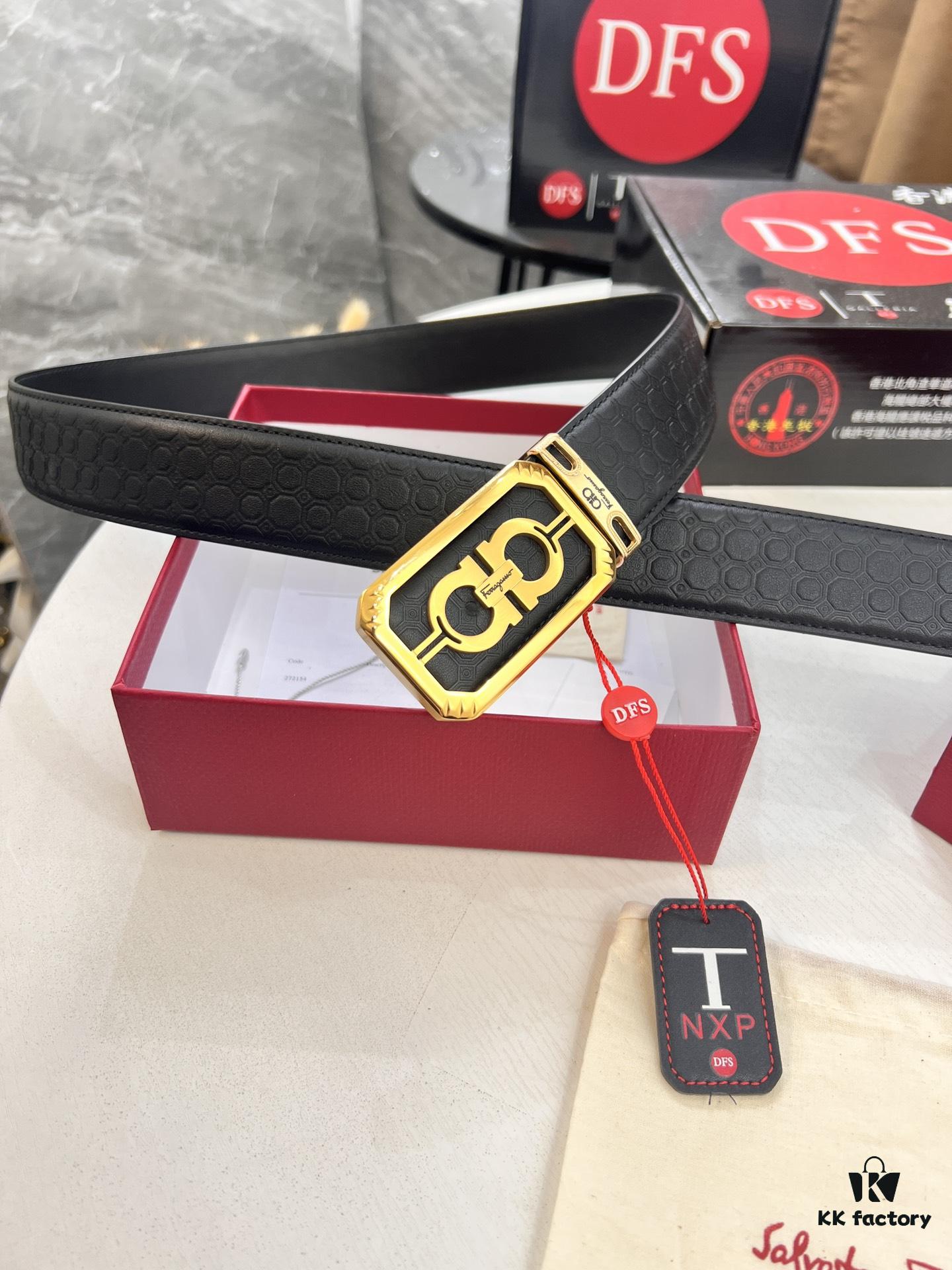 693200273a89a121ed54fd94 New Arrival Authentic Salvatore Ferragamo Belt, 8-Shaped Genuine Hardware, Imported Embossed Cowhide, German Manufactured, Width 3.8cm, NFC Chip NXP, Adjustable Length
