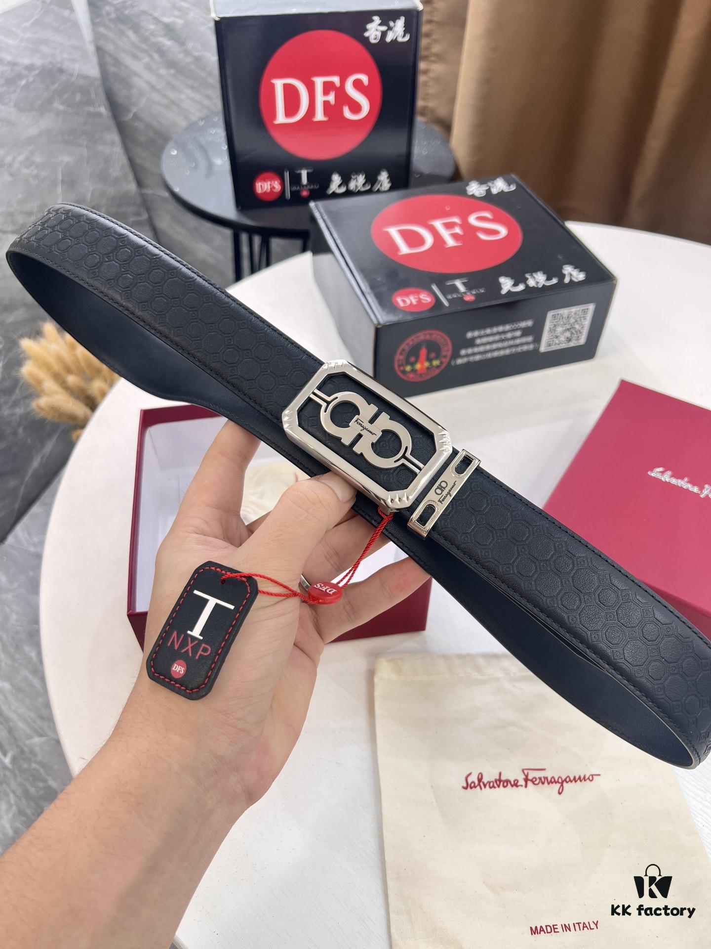 693200283a89a121ed54fd96 Top-tier Salvatore Ferragamo Belt, Hong Kong Duty-Free Gift Box, Original 8-Shaped Hardware, Genuine Leather, NFC Chip, Customizable Length