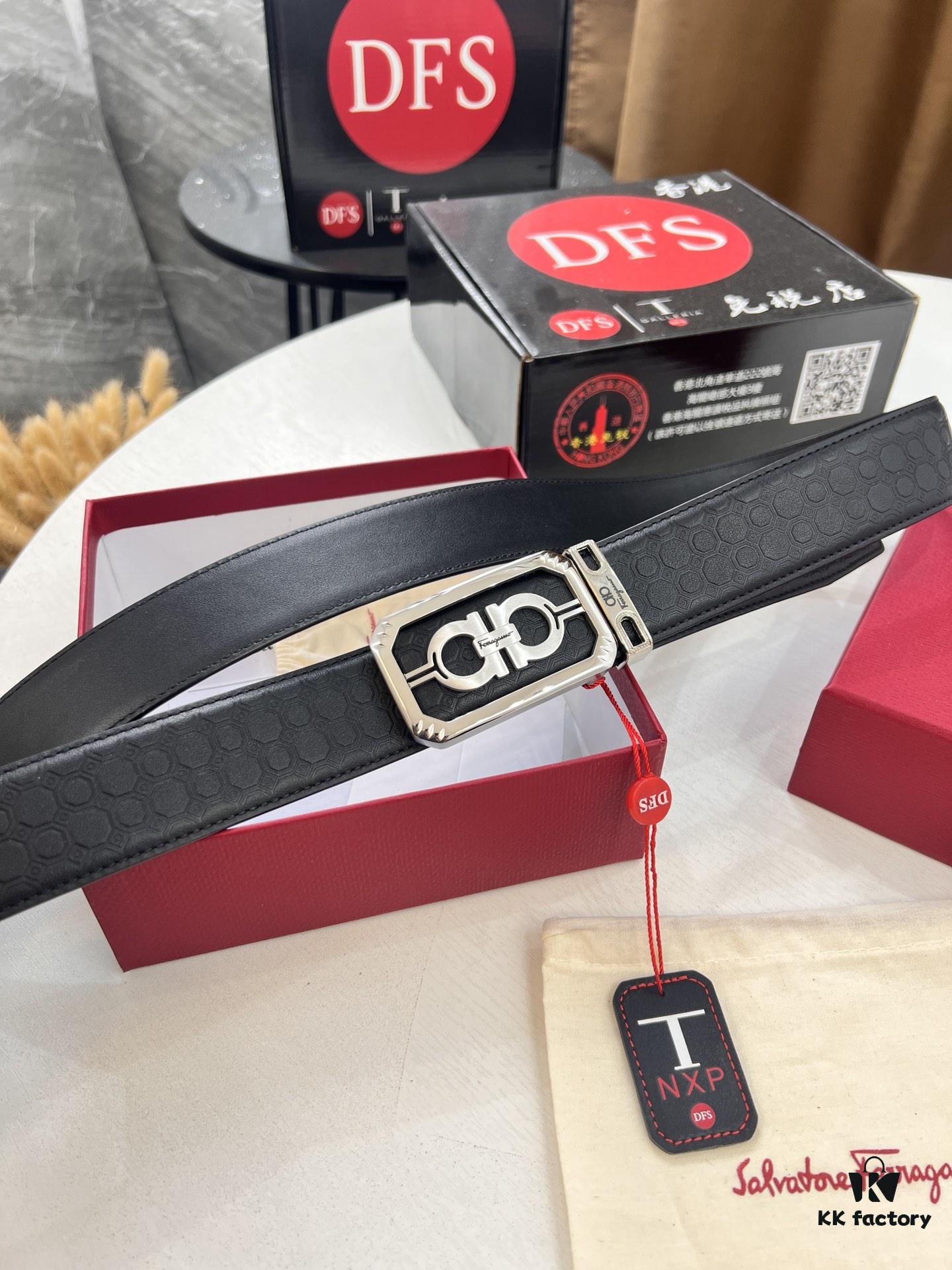 693200283a89a121ed54fd97 Top-tier Salvatore Ferragamo Belt, Hong Kong Duty-Free Gift Box, Original 8-Shaped Hardware, Genuine Leather, NFC Chip, Customizable Length