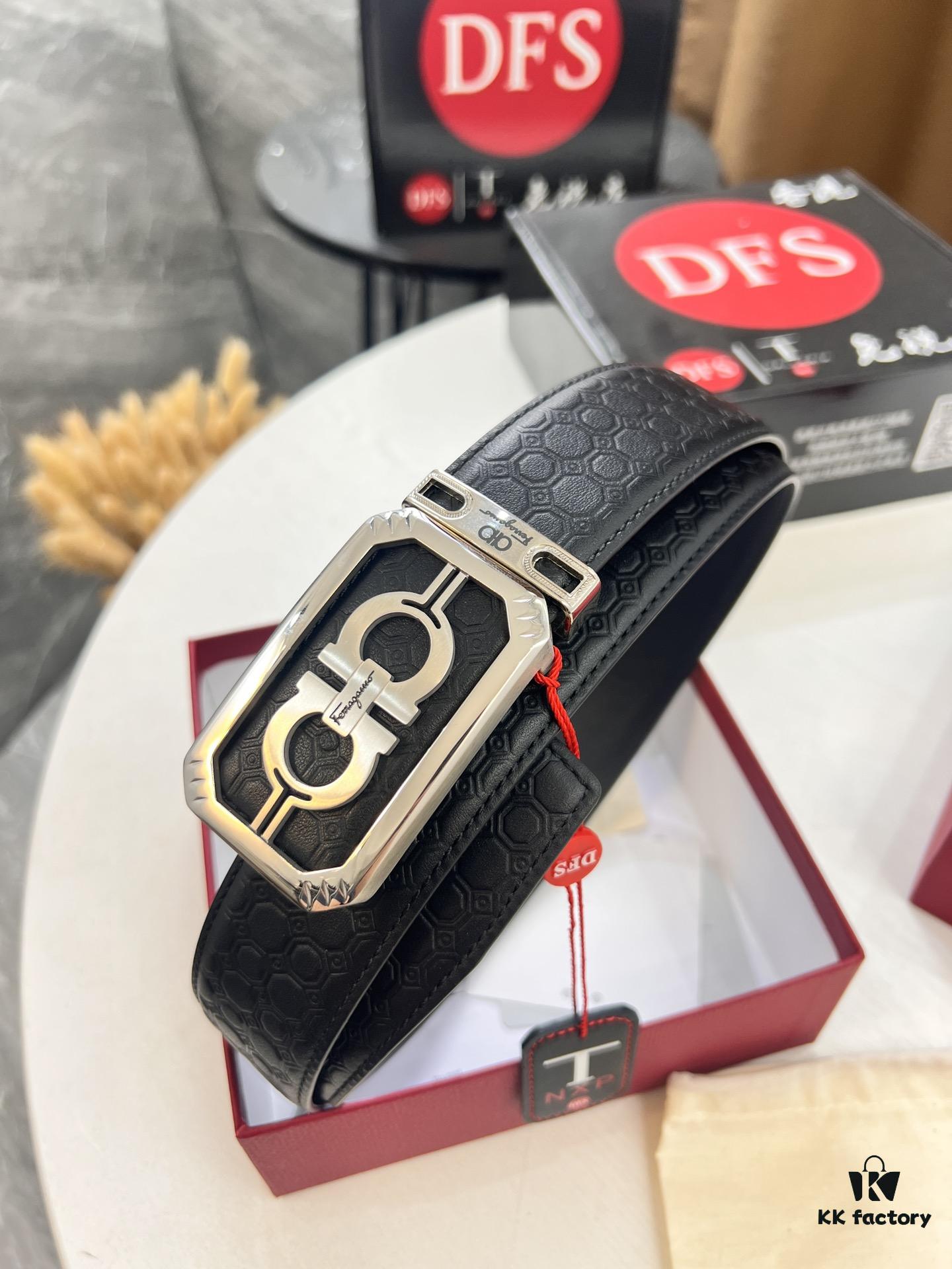 693200283a89a121ed54fd99 Top-tier Salvatore Ferragamo Belt, Hong Kong Duty-Free Gift Box, Original 8-Shaped Hardware, Genuine Leather, NFC Chip, Customizable Length