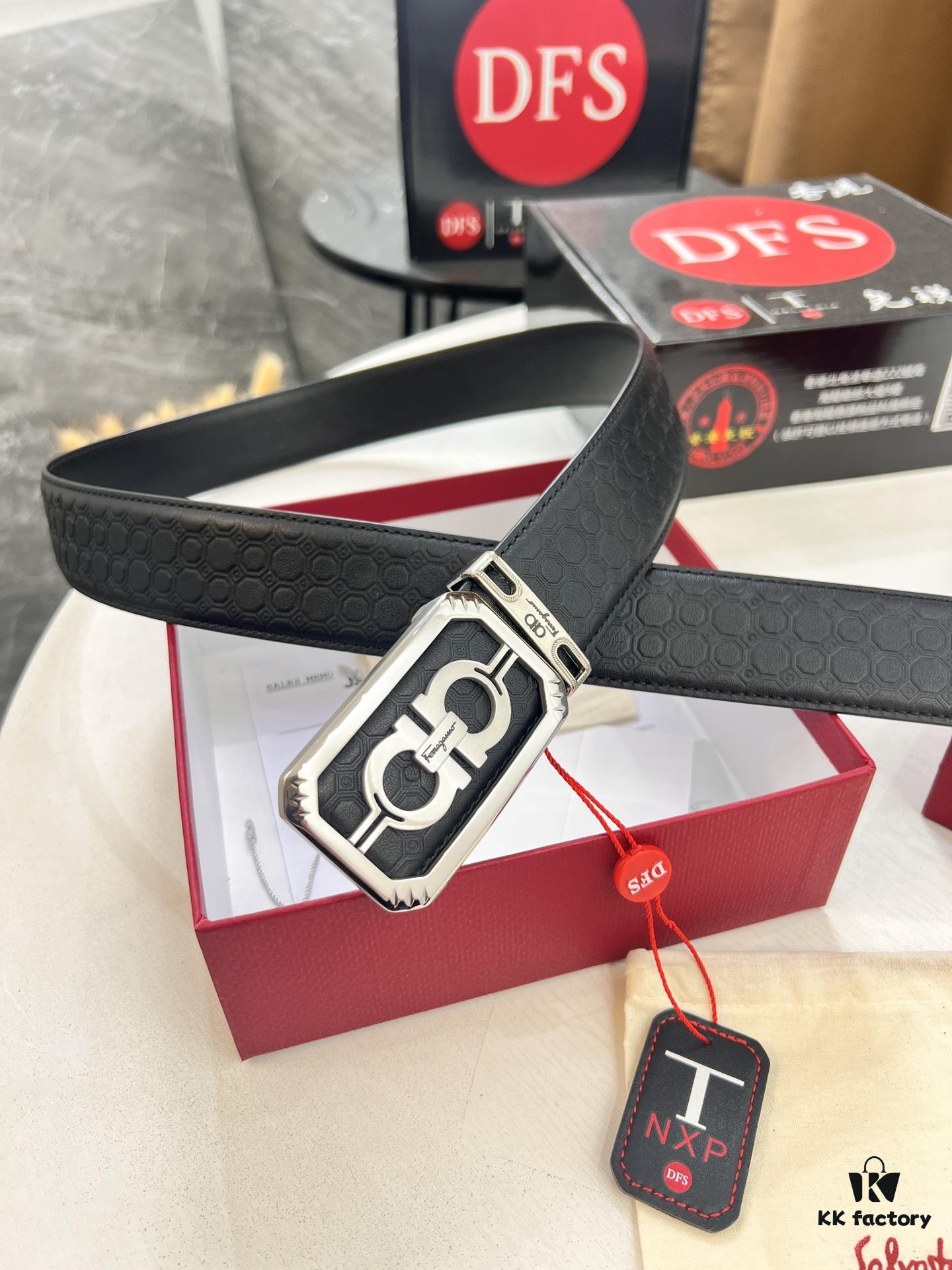 693200283a89a121ed54fd9a Top-tier Salvatore Ferragamo Belt, Hong Kong Duty-Free Gift Box, Original 8-Shaped Hardware, Genuine Leather, NFC Chip, Customizable Length