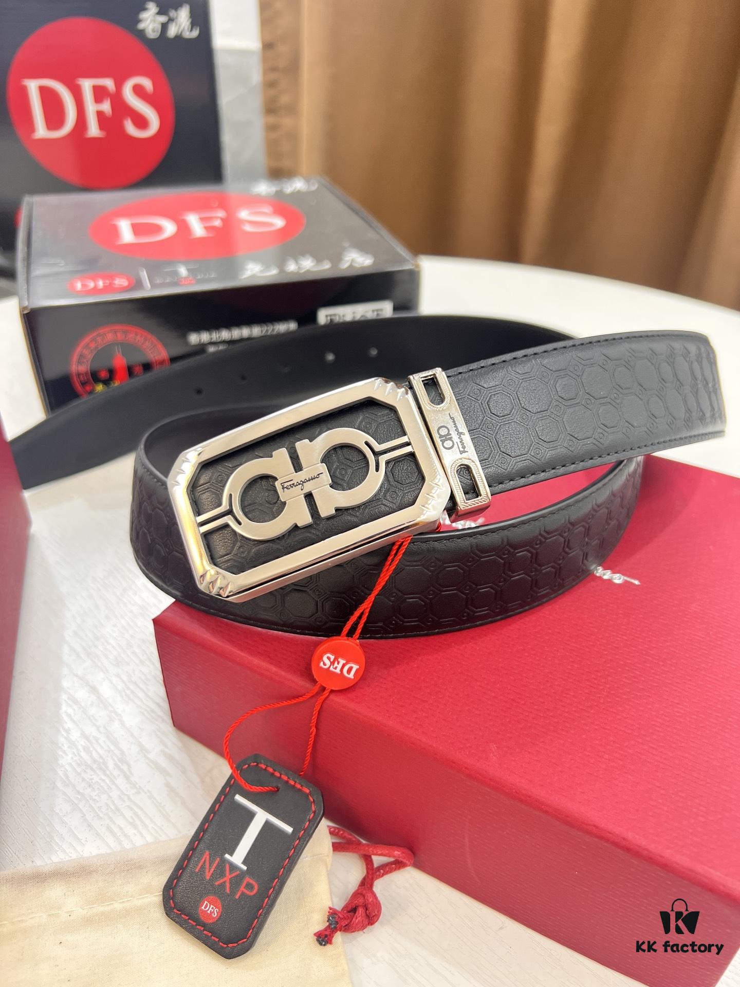 693200283a89a121ed54fd9b Top-tier Salvatore Ferragamo Belt, Hong Kong Duty-Free Gift Box, Original 8-Shaped Hardware, Genuine Leather, NFC Chip, Customizable Length