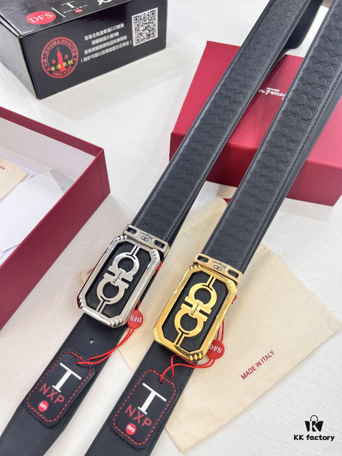 693200283a89a121ed54fd9c Top-tier Salvatore Ferragamo Belt, Hong Kong Duty-Free Gift Box, Original 8-Shaped Hardware, Genuine Leather, NFC Chip, Customizable Length