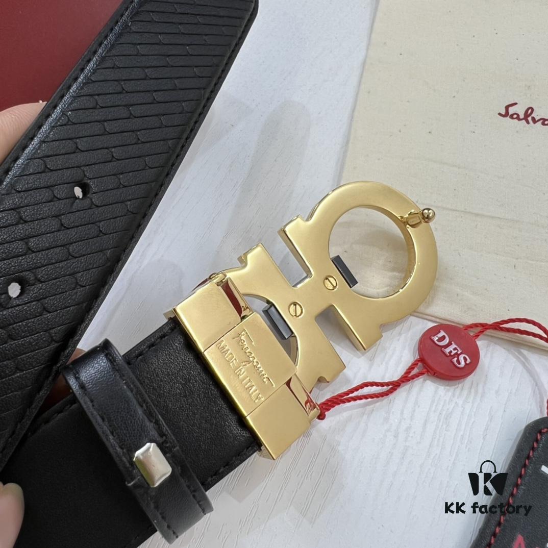 693200283a89a121ed54fd9f Hong Kong Tax-Free T Gift Box 🎁 (NXP Tag with Authenticity Verification via Official Website, Genuine Anti-Counterfeit Chip) | Salvatore Ferragamo Style | New 8-Shaped Buckle Stainless Steel Hardware | Double-Sided Wear | French Imported Embossed Calfskin Leather
