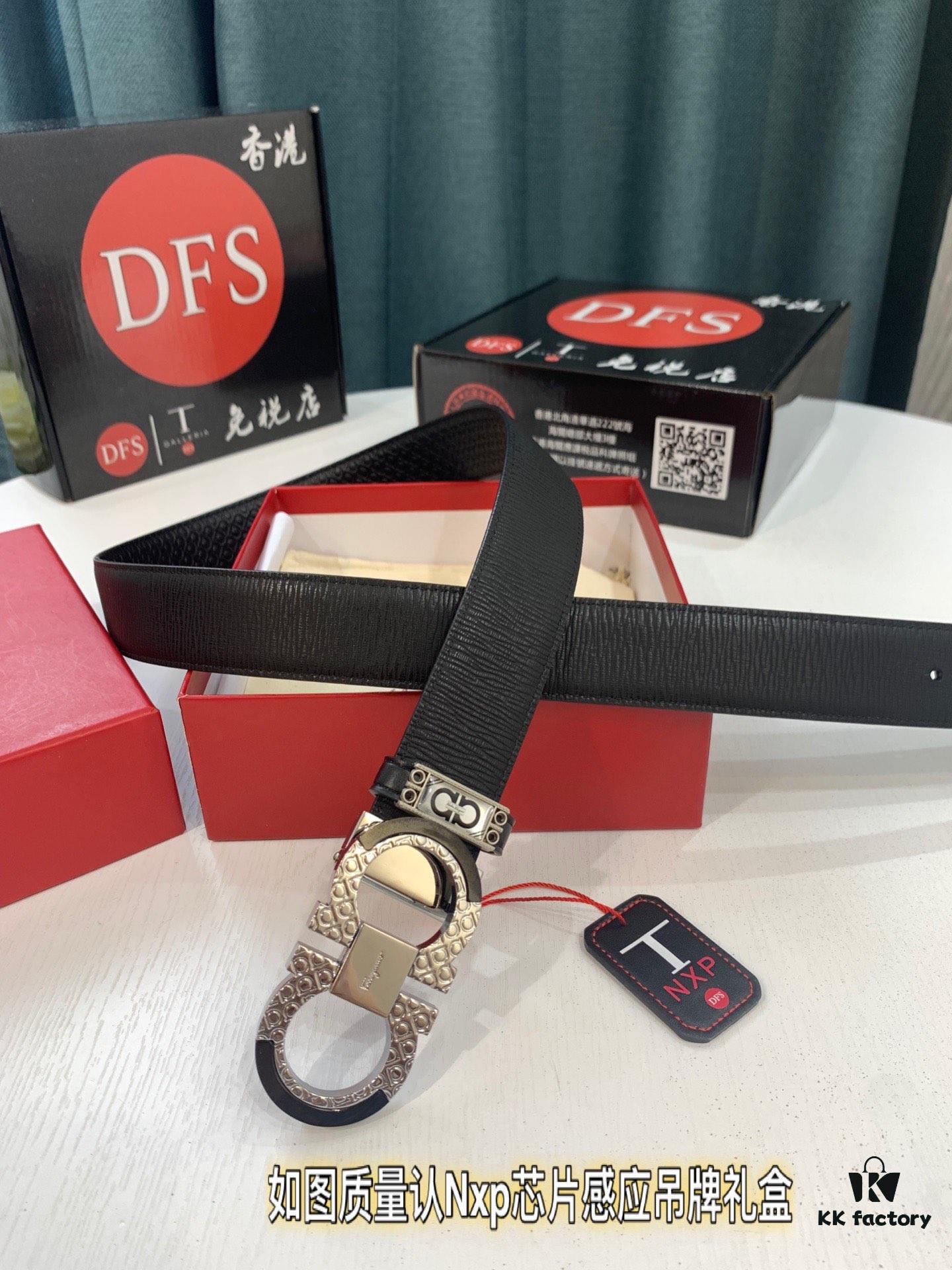 6932002a3a89a121ed54fdb6 Salvatore Ferragamo Men's Belt, Genuine Top Grain Calfskin, Double-Sided Use, Rustic Bark Texture, 3.5cm Width, New '8' Shaped Stainless Steel Hardware, Perfect Gift