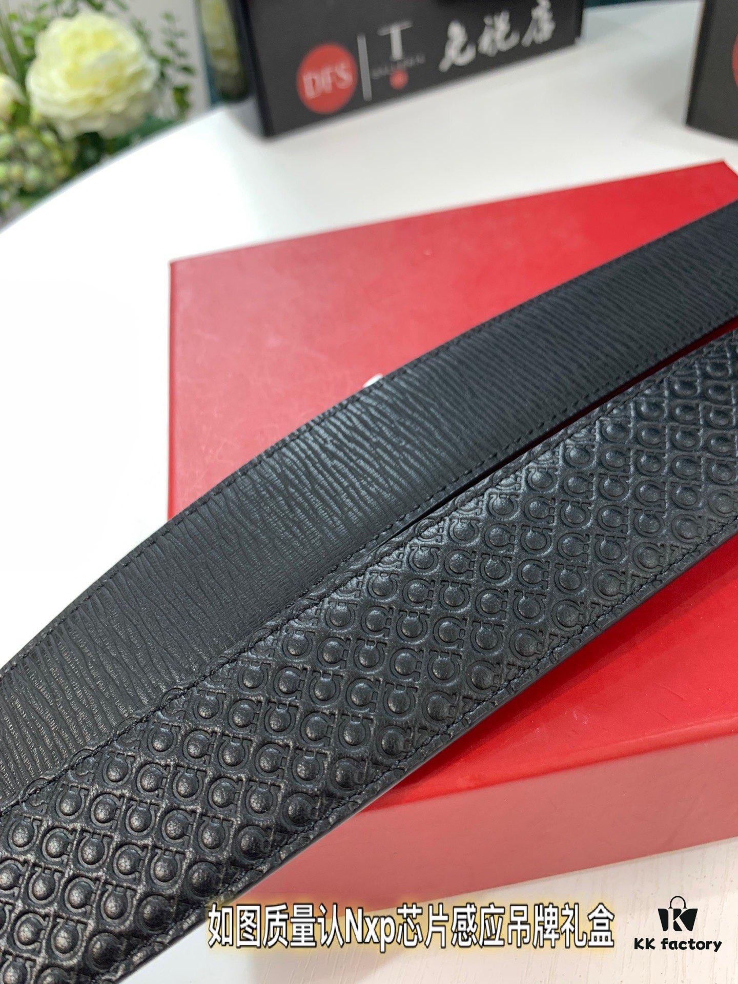 6932002b3a89a121ed54fdbc Shop Owner Recommended: Ferragamo Men's Belt, Genuine Leather, Double-Sided Use, Rustic Grain Full-Grain Calfskin, 3.5cm Width, New '8' Shaped Stainless Steel Hardware