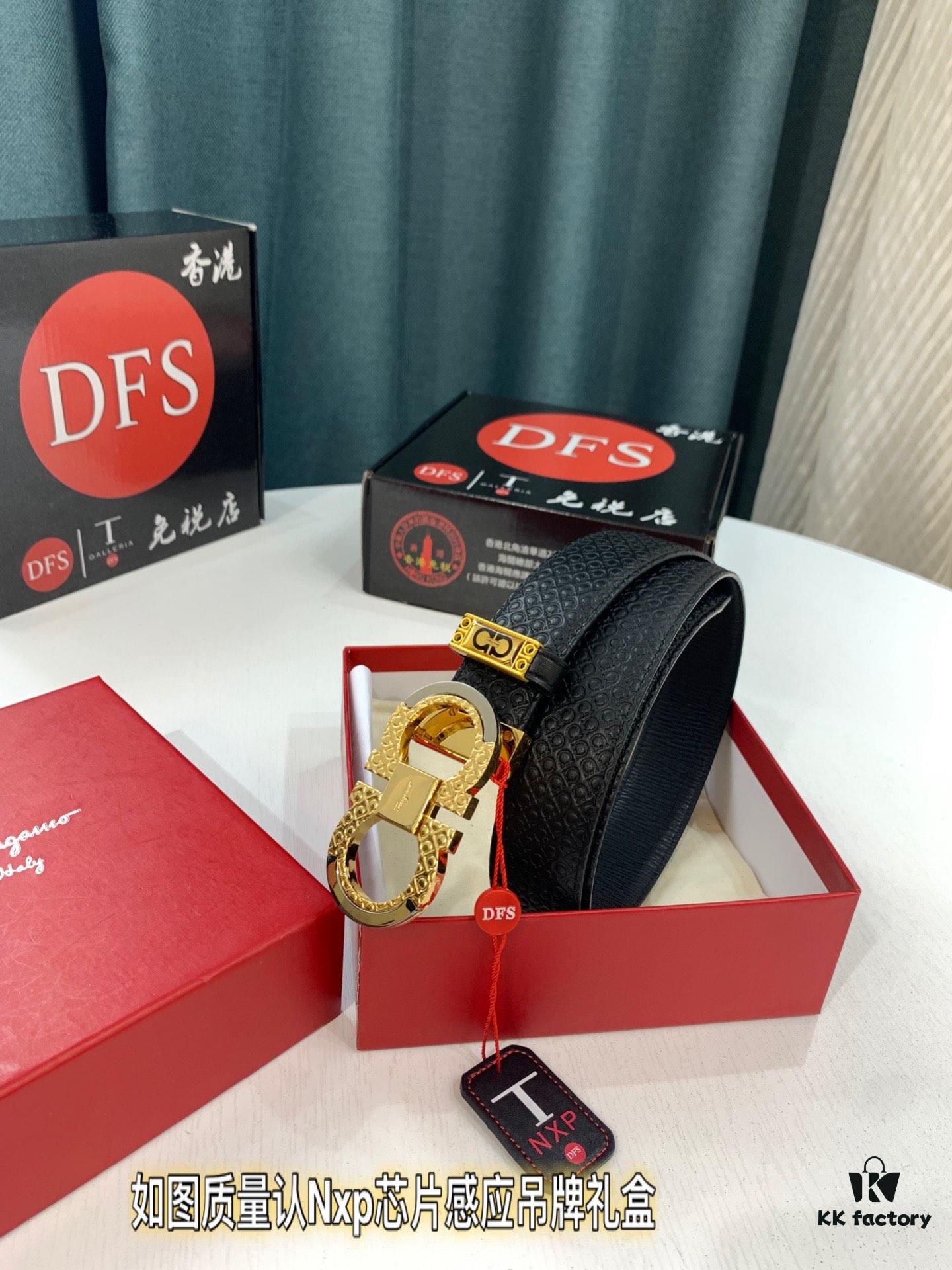 6932002b3a89a121ed54fdbd Shop Owner Recommended: Ferragamo Men's Belt, Genuine Leather, Double-Sided Use, Rustic Grain Full-Grain Calfskin, 3.5cm Width, New '8' Shaped Stainless Steel Hardware