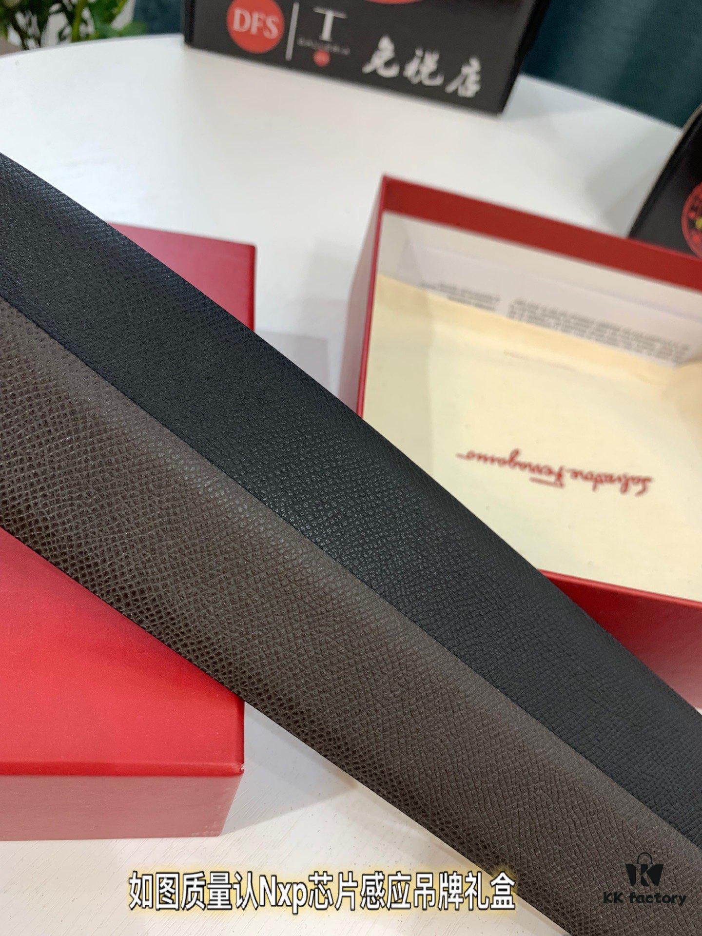 6932002b3a89a121ed54fdc4 Salvatore Ferragamo Men's Belt, Genuine First-Layer Calfskin, Dual-Sided Use, 3.5cm Width, Aged '8' Steel Hardware, Authentic Duty-Free Packaged with NXP Chip Verification