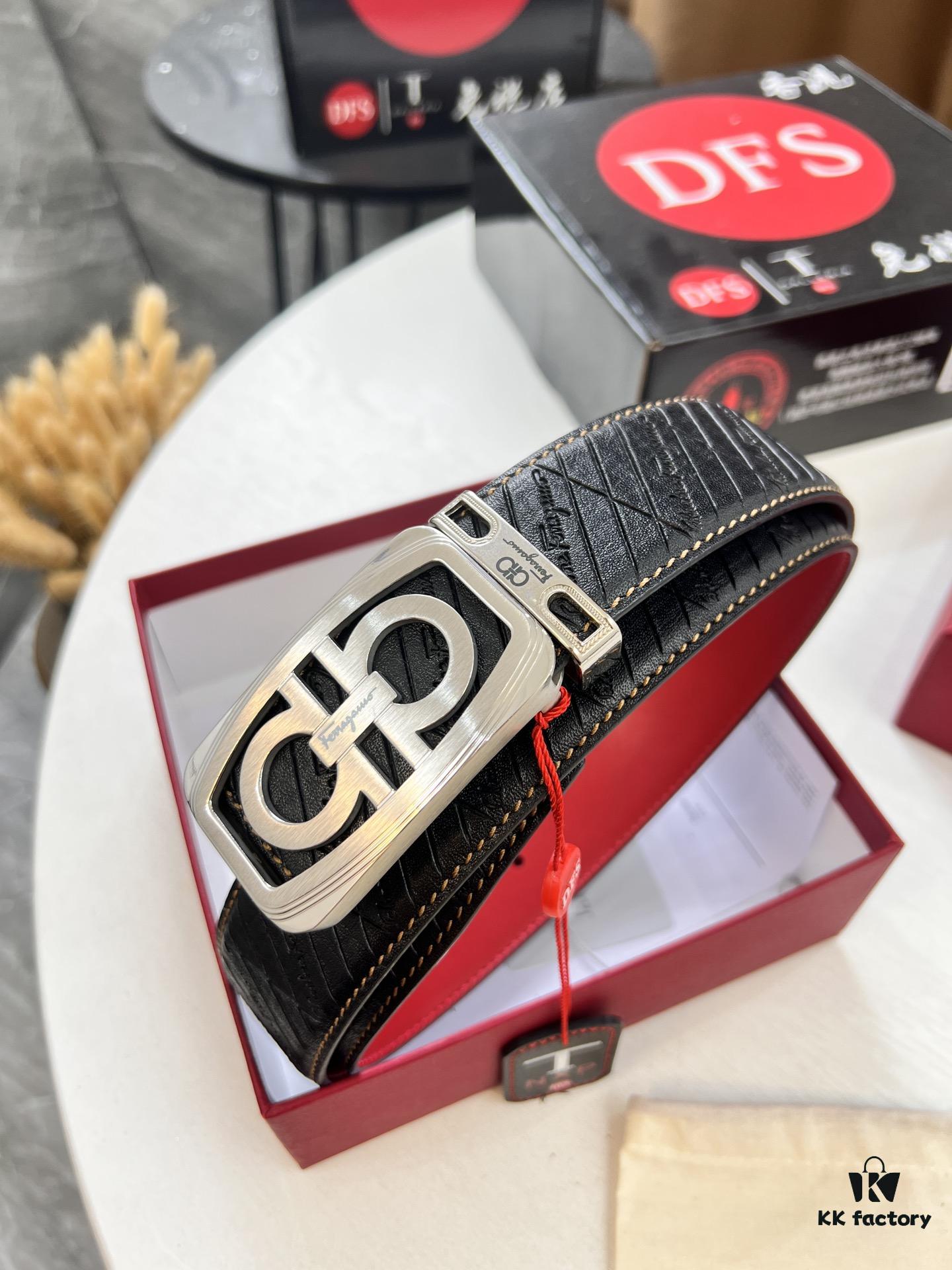 6932002f3a89a121ed54fdf0 Top-tier Salvatore Ferragamo Belt, Authentic Hong Kong Duty-Free T Gift Box, 8-Shaped Genuine Hardware, Full-Grain Embossed Cowhide Leather, German-Made Craftsmanship