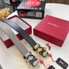 6932002f3a89a121ed54fdf7 Ferragamo Men's Belt, Genuine First-Layer Calf Leather with Crocodile Texture, Reversible Design, 3.5cm Width, Stainless Steel Hardware, Adjustable Length, Ideal Gift Choice