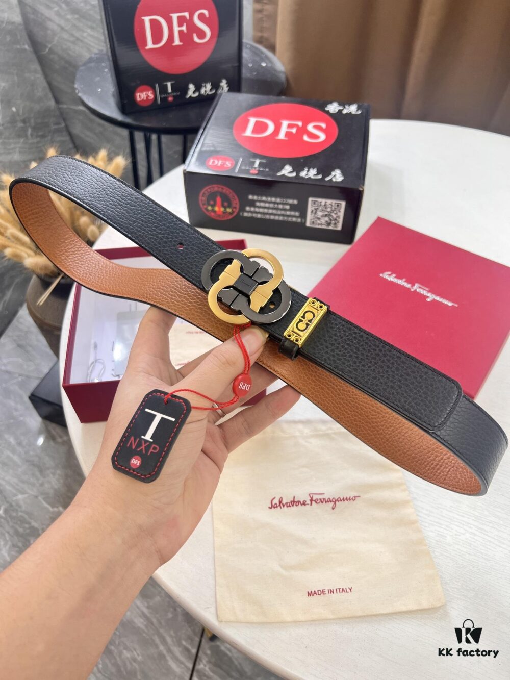 6932002f3a89a121ed54fdf8 Ferragamo Men's Belt, Genuine First-Layer Calfskin with Crocodile Texture, Reversible Design, 3.5cm Width, Stainless Steel Buckle, Adjustable Length
