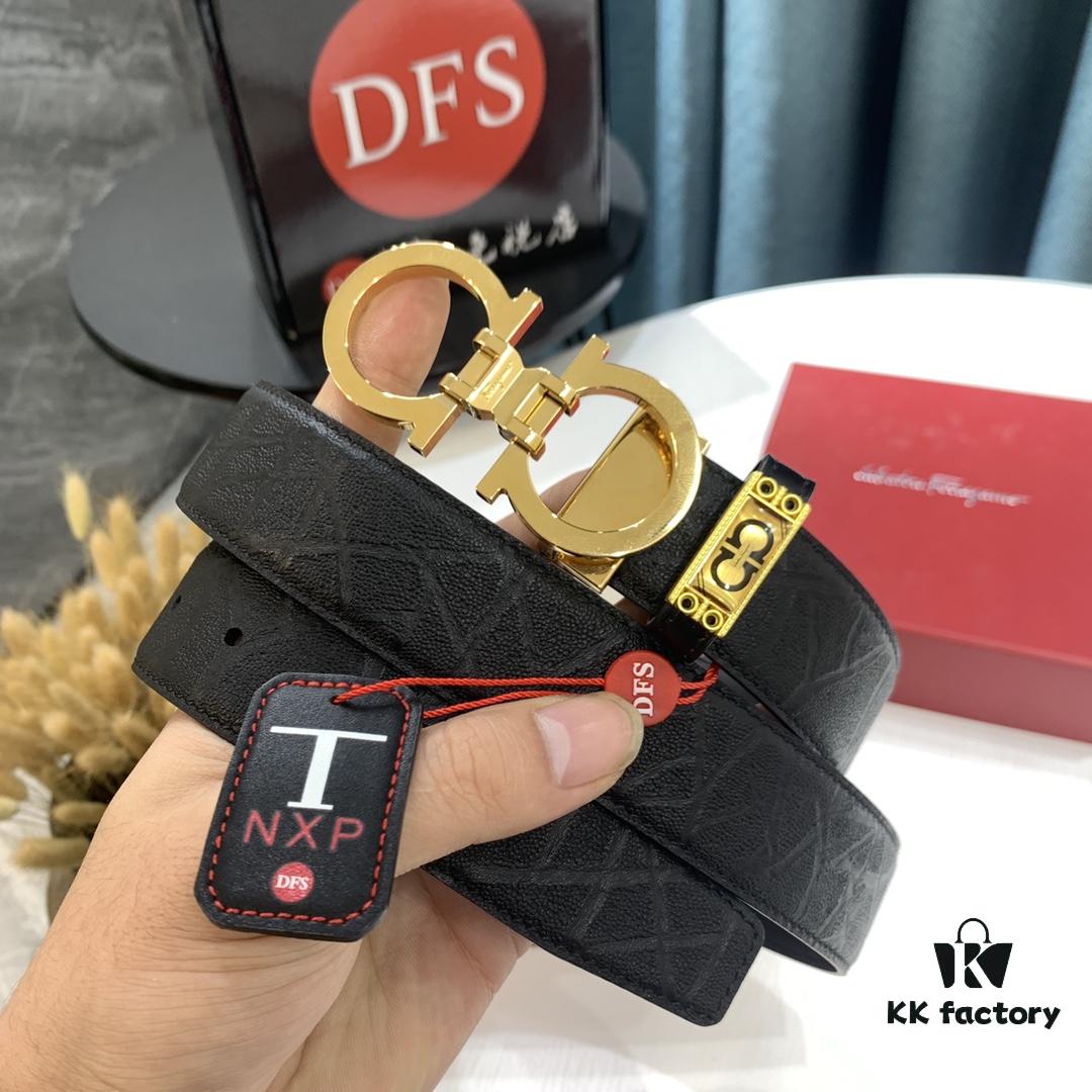 693200313a89a121ed54fe08 Top-Tier Salvatore Ferragamo Belt, Hong Kong Duty-Free Gift Box, Authenticity QR Code Verified, New 8-Shaped Genuine Hardware, Double-Sided Use, Imported Top-Grade Calfskin Leather