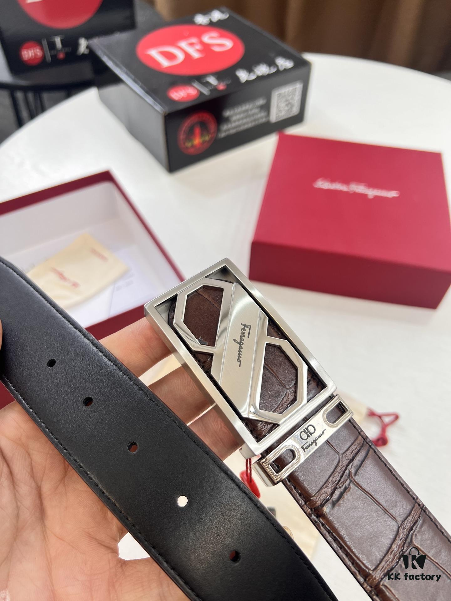 693200333a89a121ed54fe2b Top-tier Filoflex Belt, Hong Kong Duty-Free Gift Box, Anti-Counterfeit QR Code Authentication, New 8-Shaped Authentic Hardware, Imported Full-Grain Calf Leather with Crocodile Texture, German OEM Craftsmanship