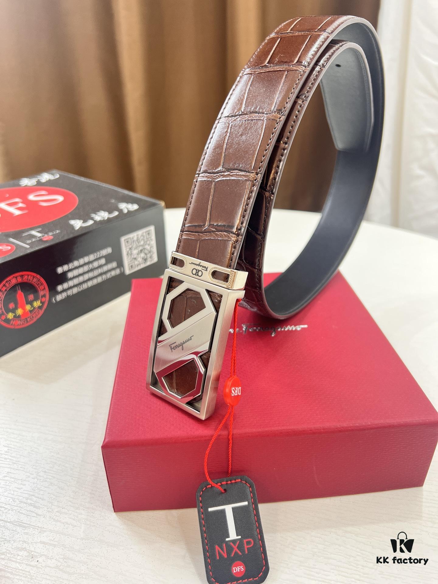 693200343a89a121ed54fe2e Top-tier Filoflex Belt, Hong Kong Duty-Free Gift Box, Anti-Counterfeit QR Code Authentication, New 8-Shaped Authentic Hardware, Imported Full-Grain Calf Leather with Crocodile Texture, German OEM Craftsmanship