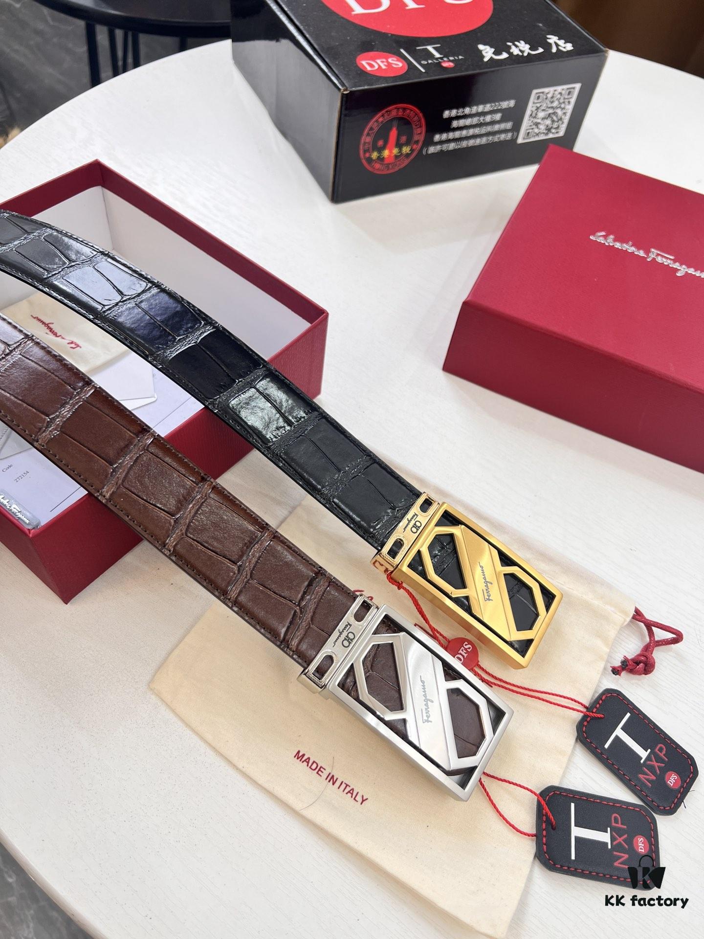 693200343a89a121ed54fe2f Top-tier Filoflex Belt, Hong Kong Duty-Free Gift Box, Anti-Counterfeit QR Code Authentication, New 8-Shaped Authentic Hardware, Imported Full-Grain Calf Leather with Crocodile Texture, German OEM Craftsmanship