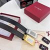 693200373a89a121ed54fe59 Salvatore Ferragamo Men's Belt, Genuine Imported Embossed Top-Layer Calfskin, Reversible Design, 3.5cm Width, New Minimalist Steel Hardware