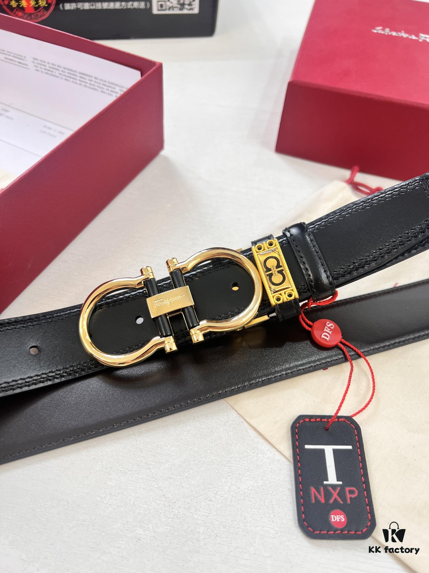 693200383a89a121ed54fe62 Salvatore Ferragamo Men's Belt, Genuine Top Grain Leather, Reversible Design, 3.5cm Width, Stainless Steel Hardware, Perfect for Gifting