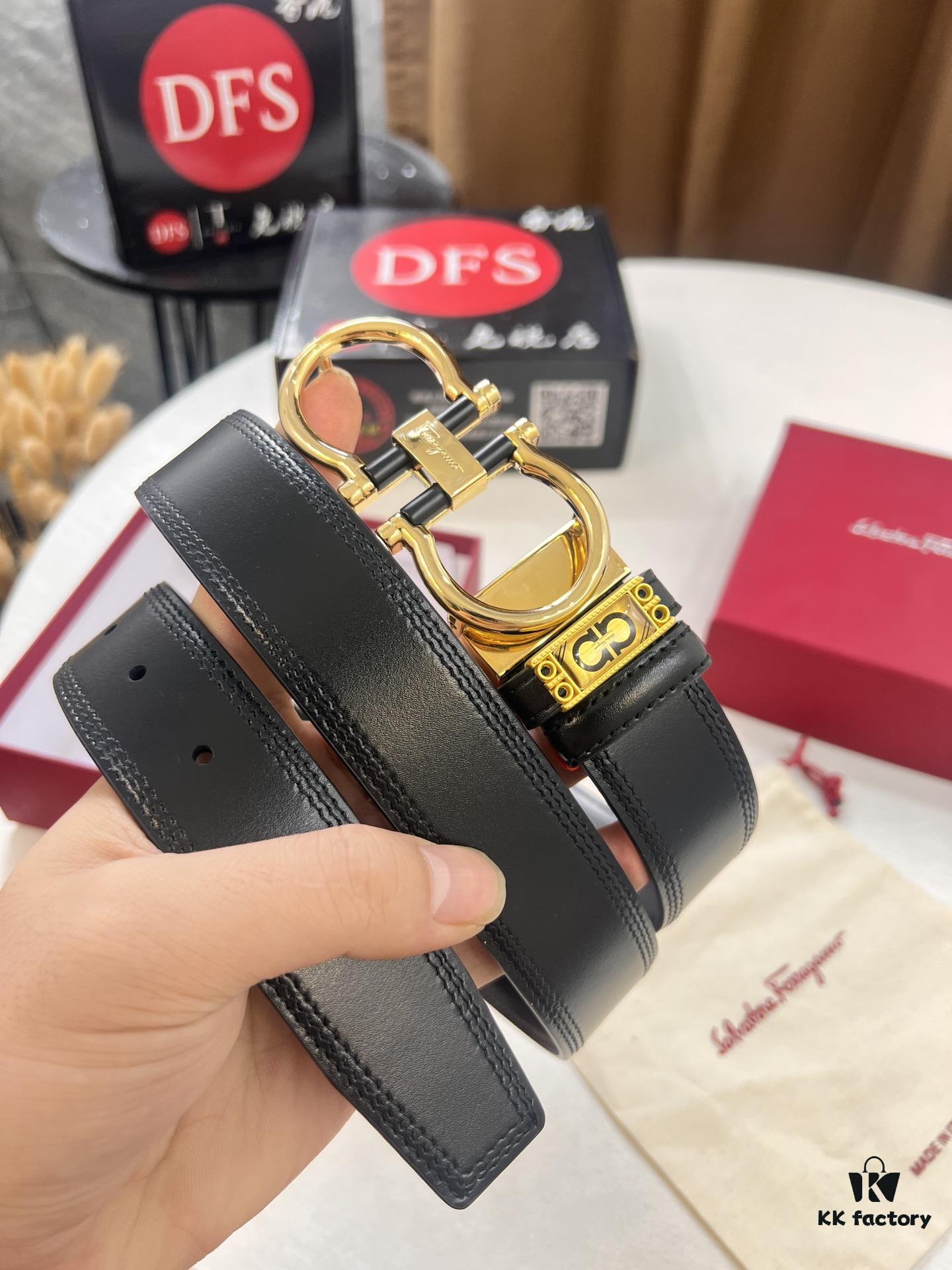 693200383a89a121ed54fe63 Salvatore Ferragamo Men's Belt, Genuine Top Grain Leather, Reversible Design, 3.5cm Width, Stainless Steel Hardware, Perfect for Gifting